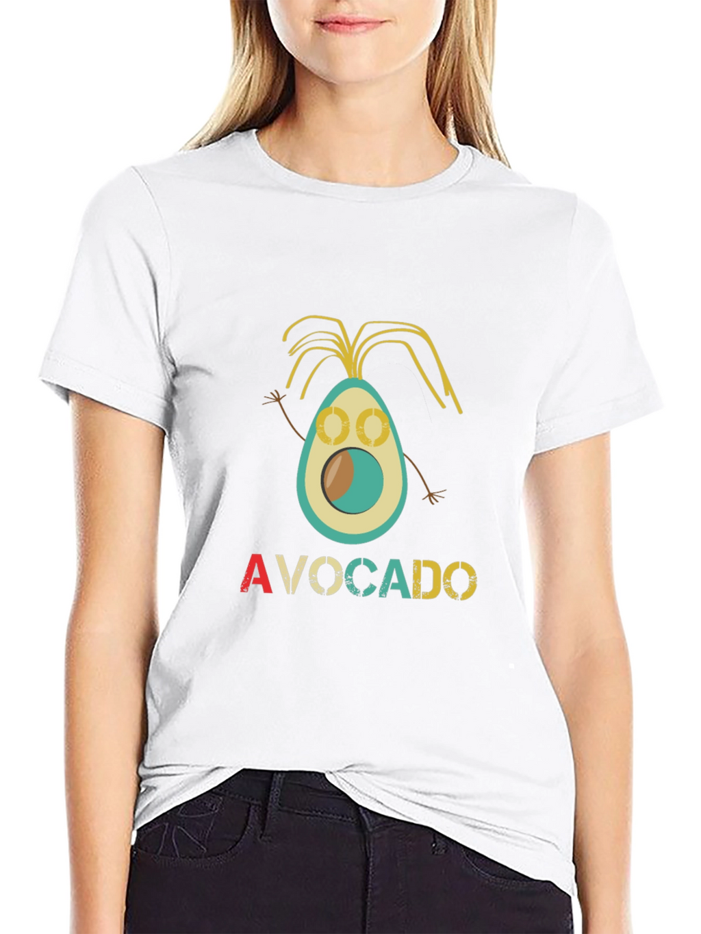 Funny Avocado Cartoon Black T-Shirt