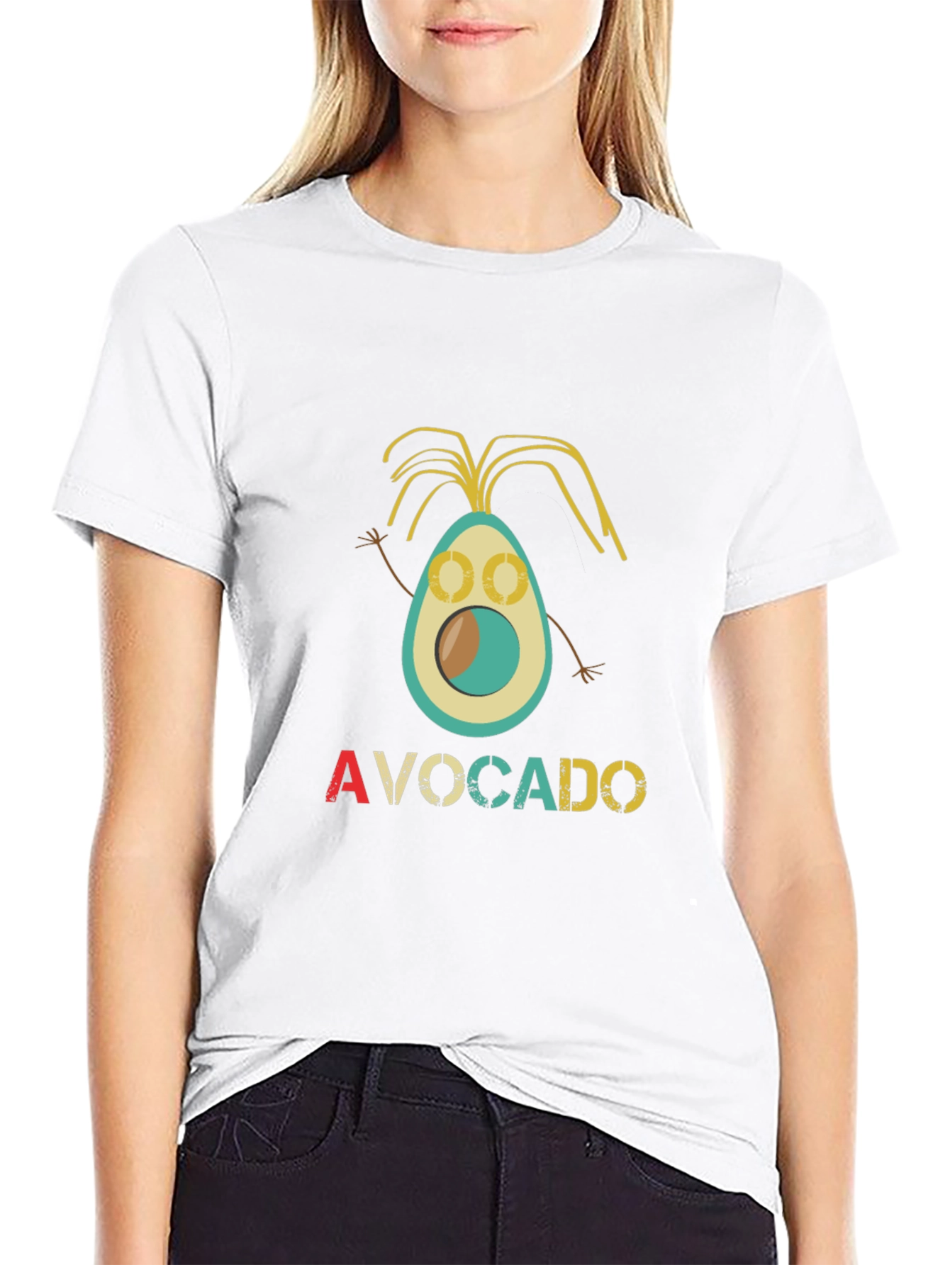 Funny Avocado Cartoon Black T-Shirt