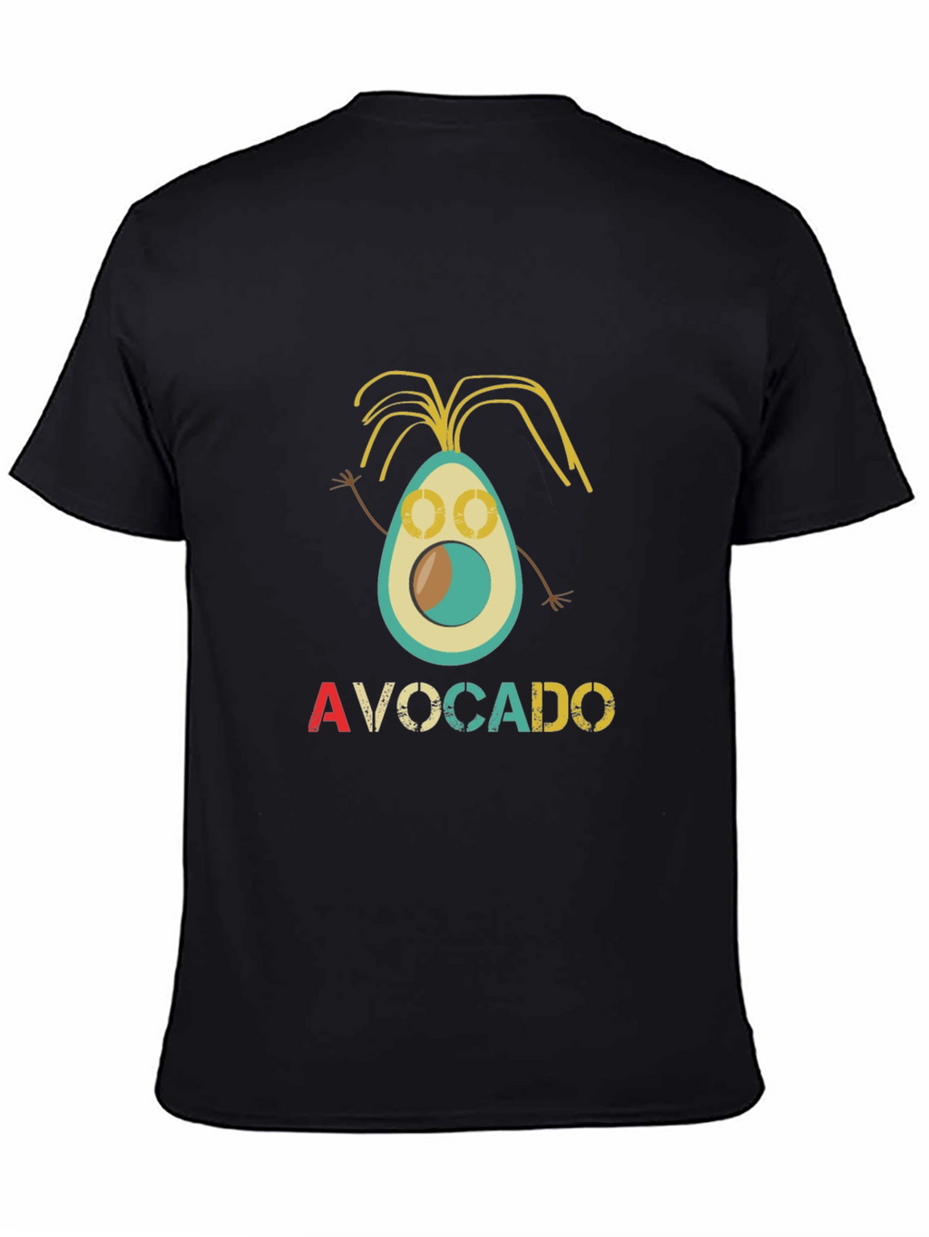 Funny Avocado Cartoon Black T-Shirt