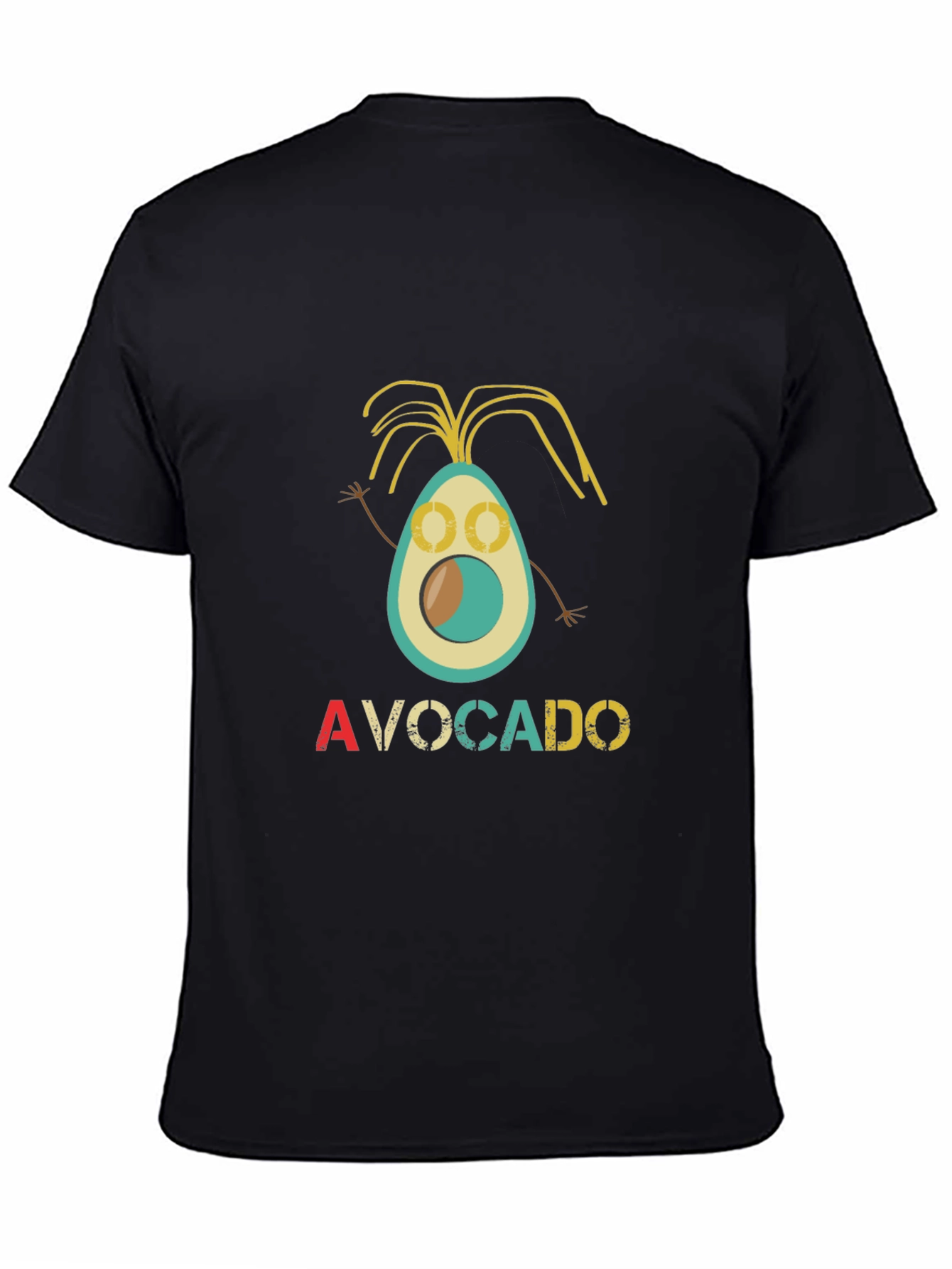 Funny Avocado Cartoon Black T-Shirt