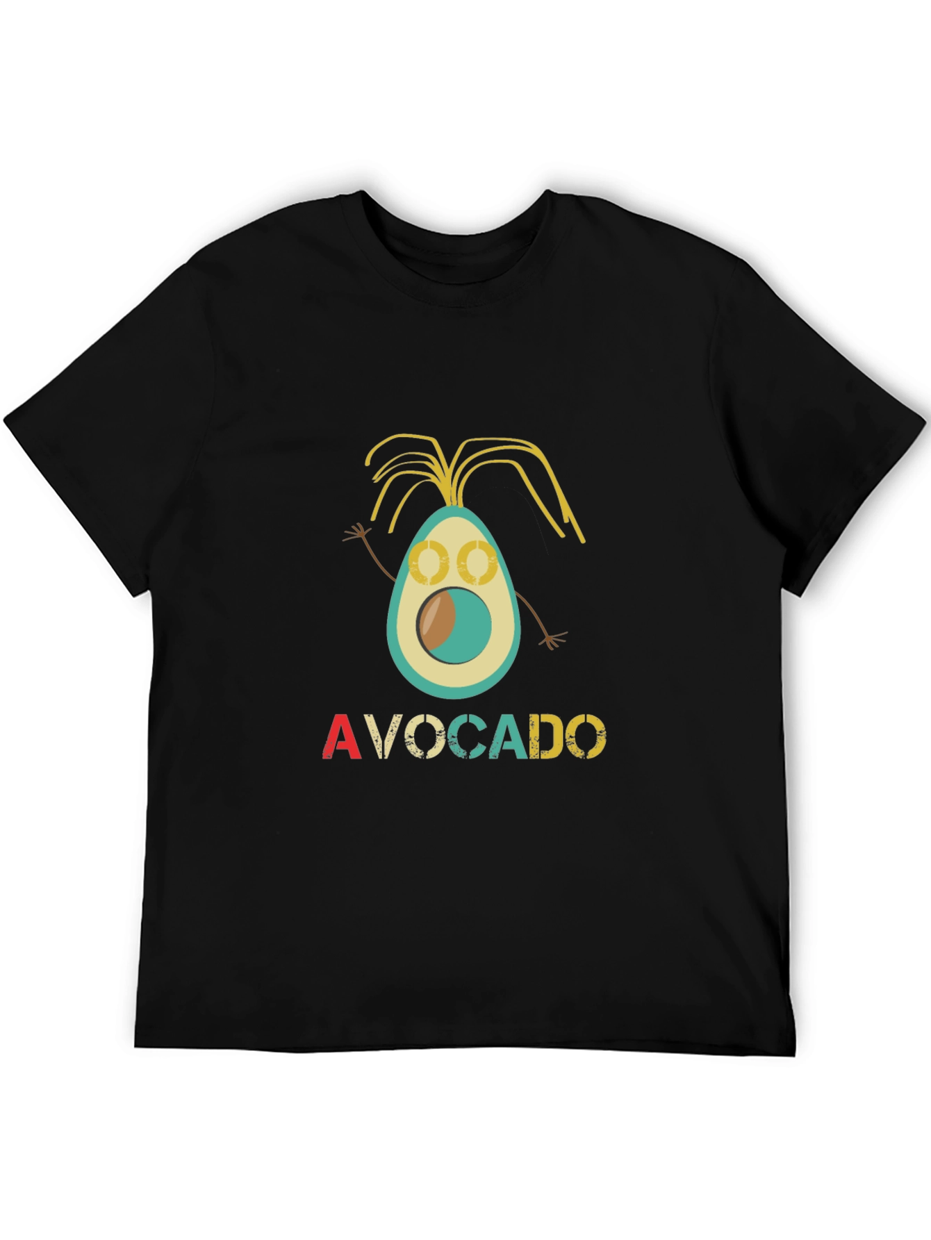 Funny Avocado Cartoon Black T-Shirt