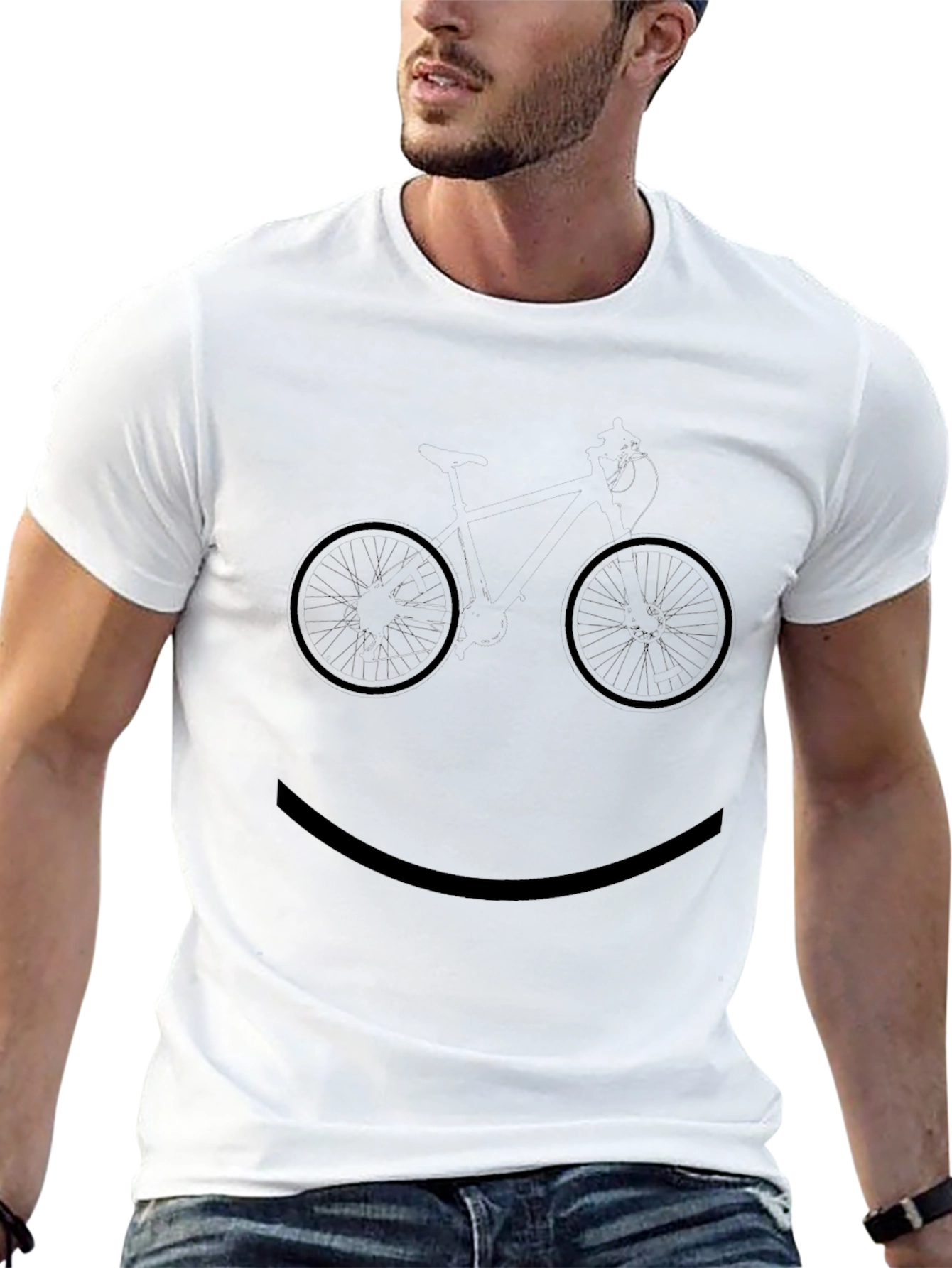 Bicycle Smile T-Shirt - Black Graphic Tee