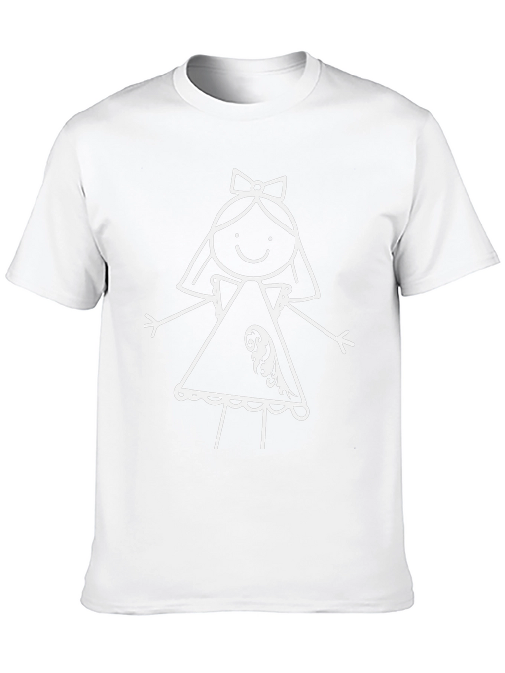 Whimsical Girls Drawing T-Shirt - Black Cotton Tee