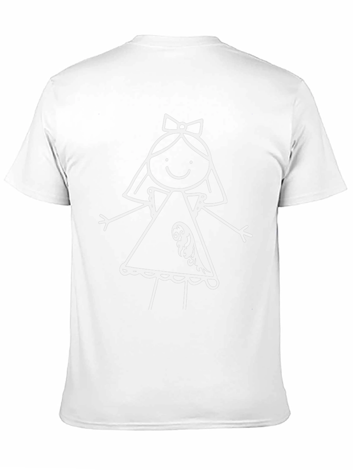 Whimsical Girls Drawing T-Shirt - Black Cotton Tee