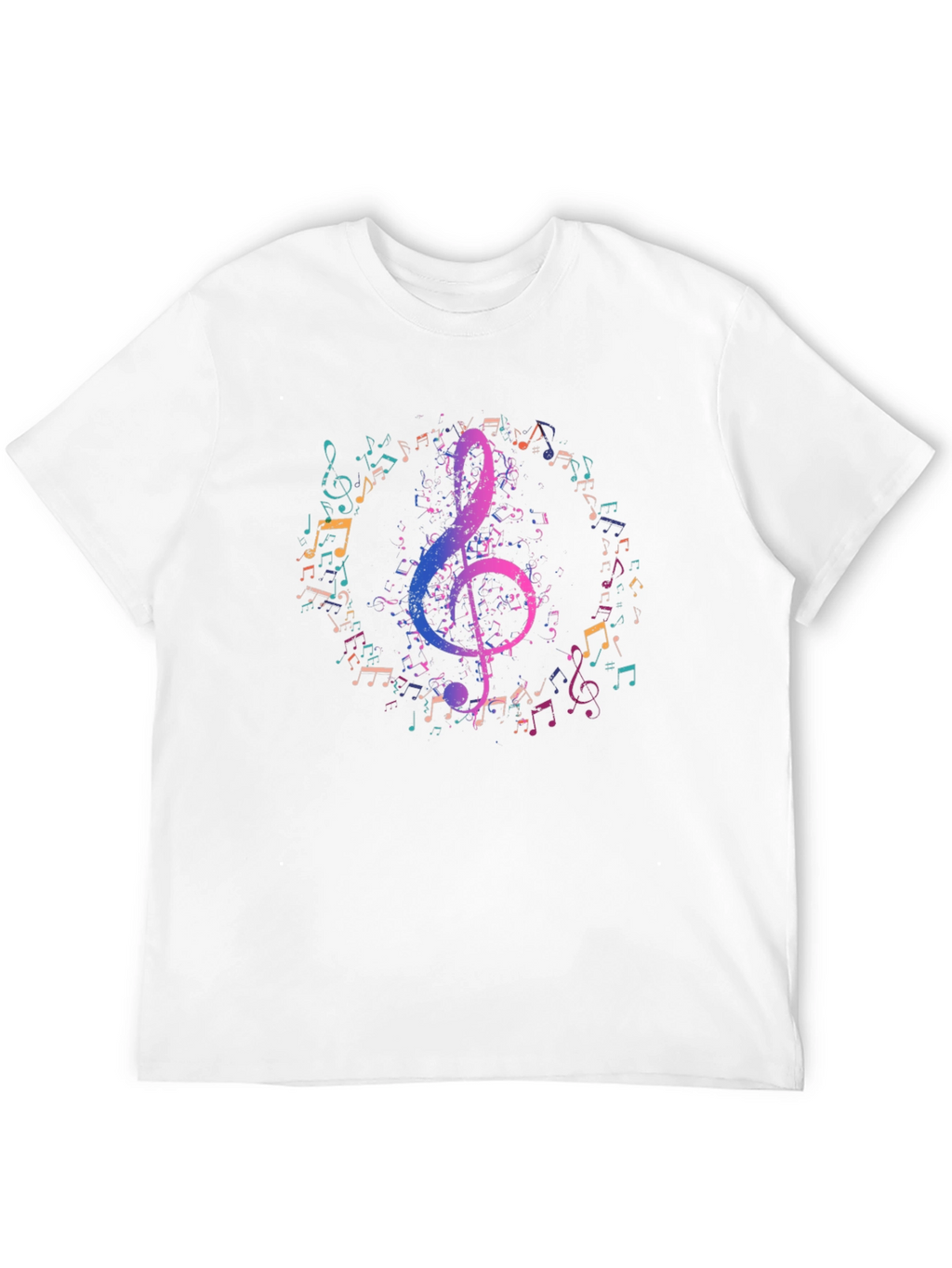 Music Notes Graphic Tee - Black Cotton T-Shirt