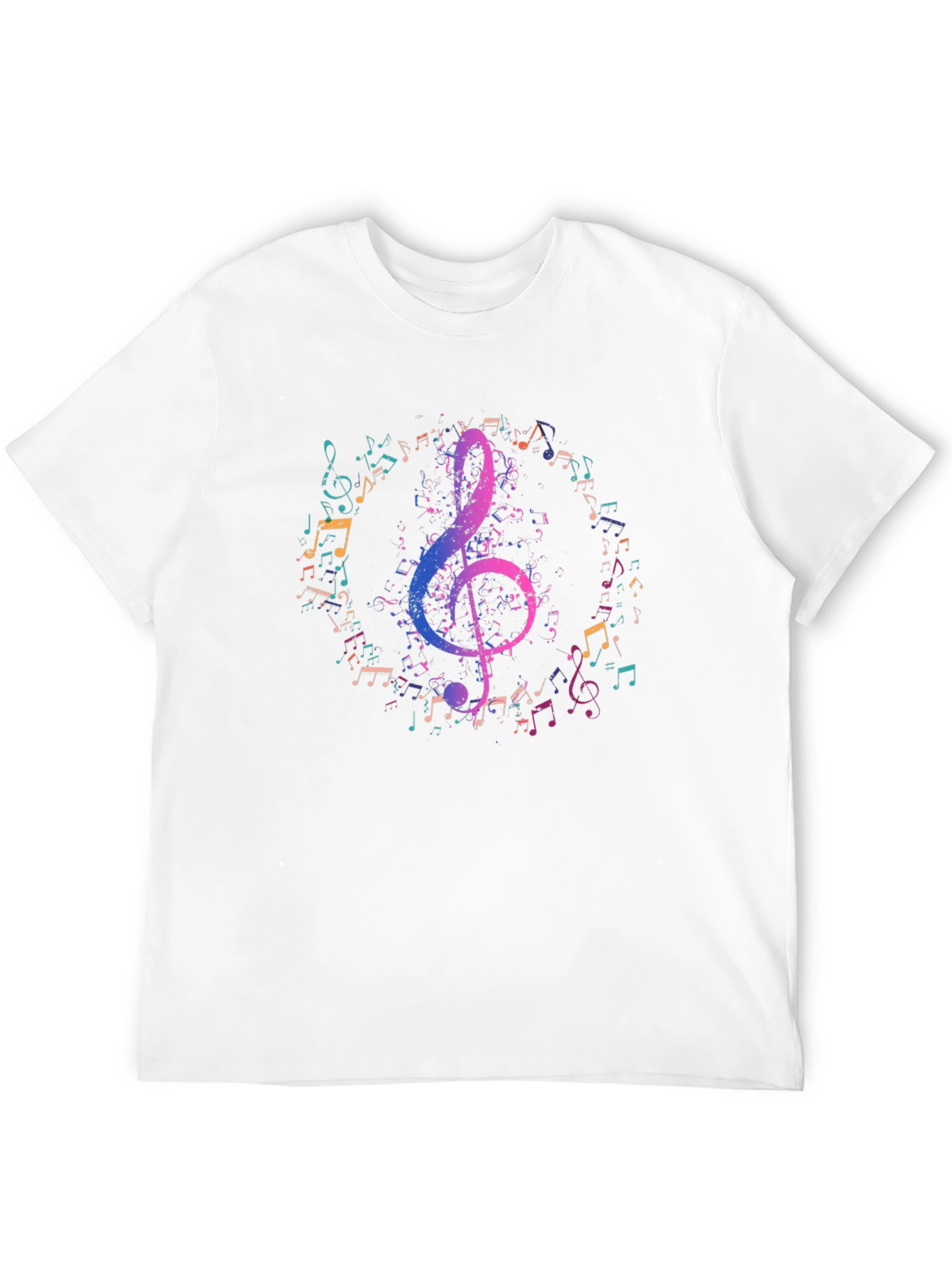 Music Notes Graphic Tee - Black Cotton T-Shirt