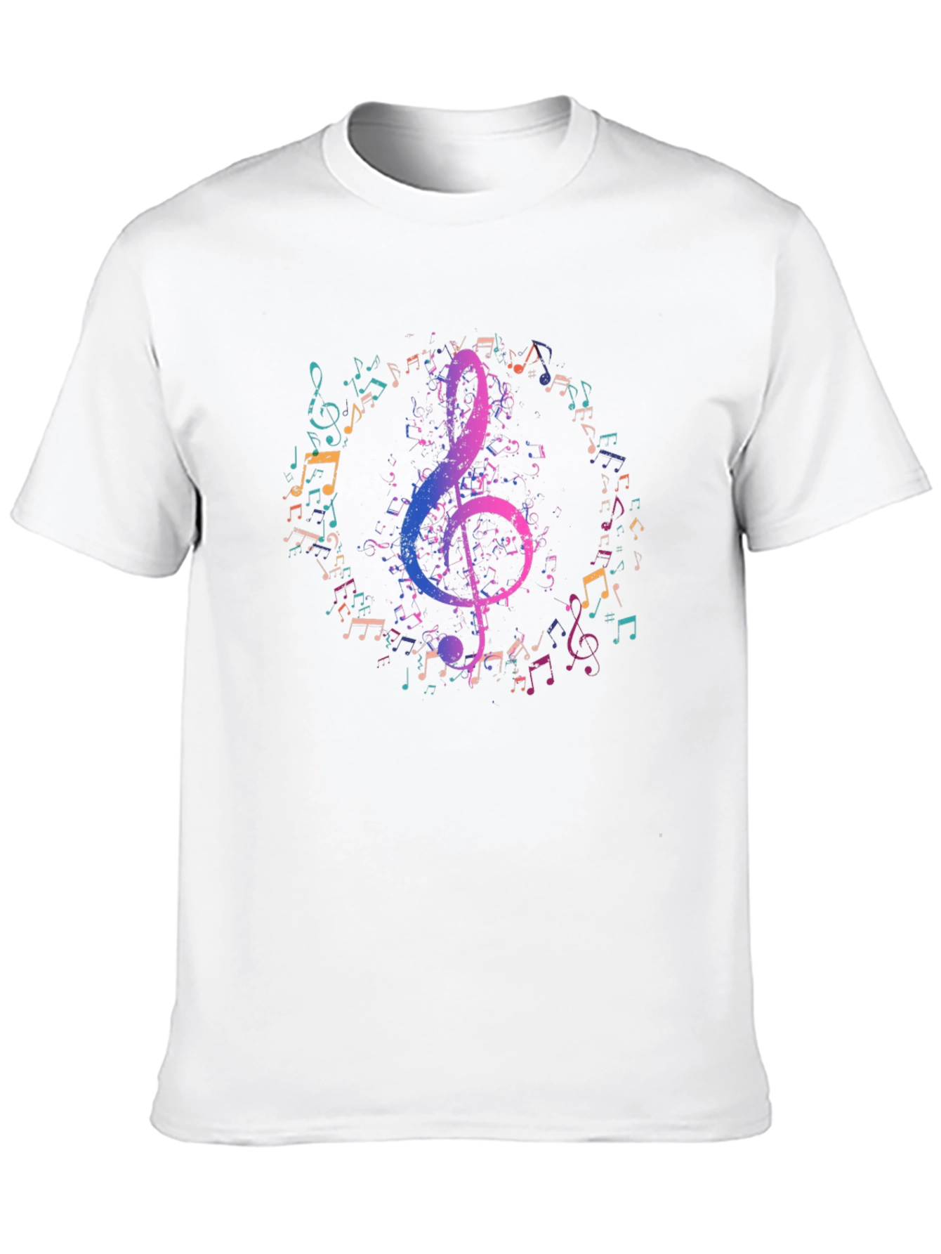 Music Notes Graphic Tee - Black Cotton T-Shirt