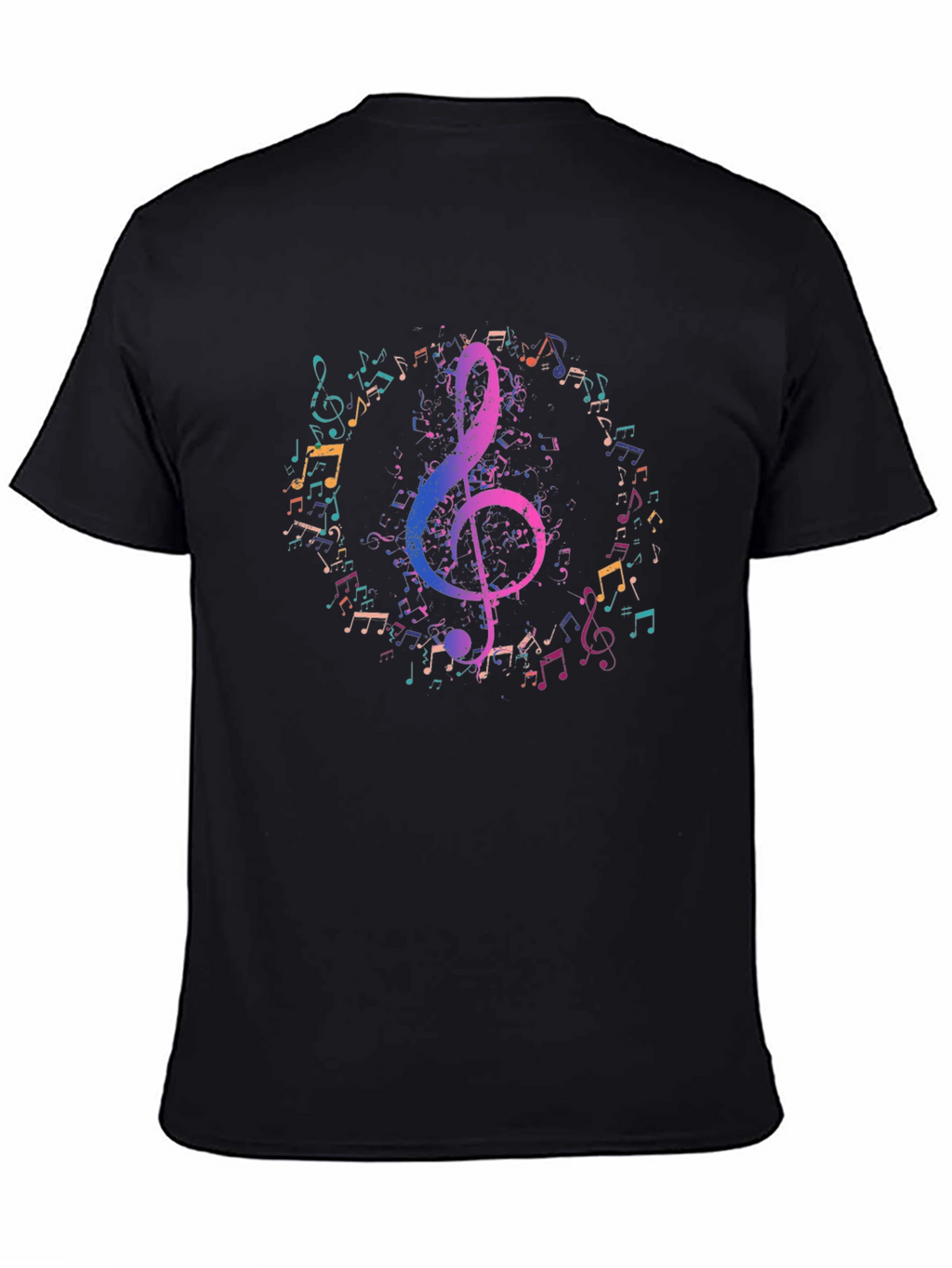 Music Notes Graphic Tee - Black Cotton T-Shirt