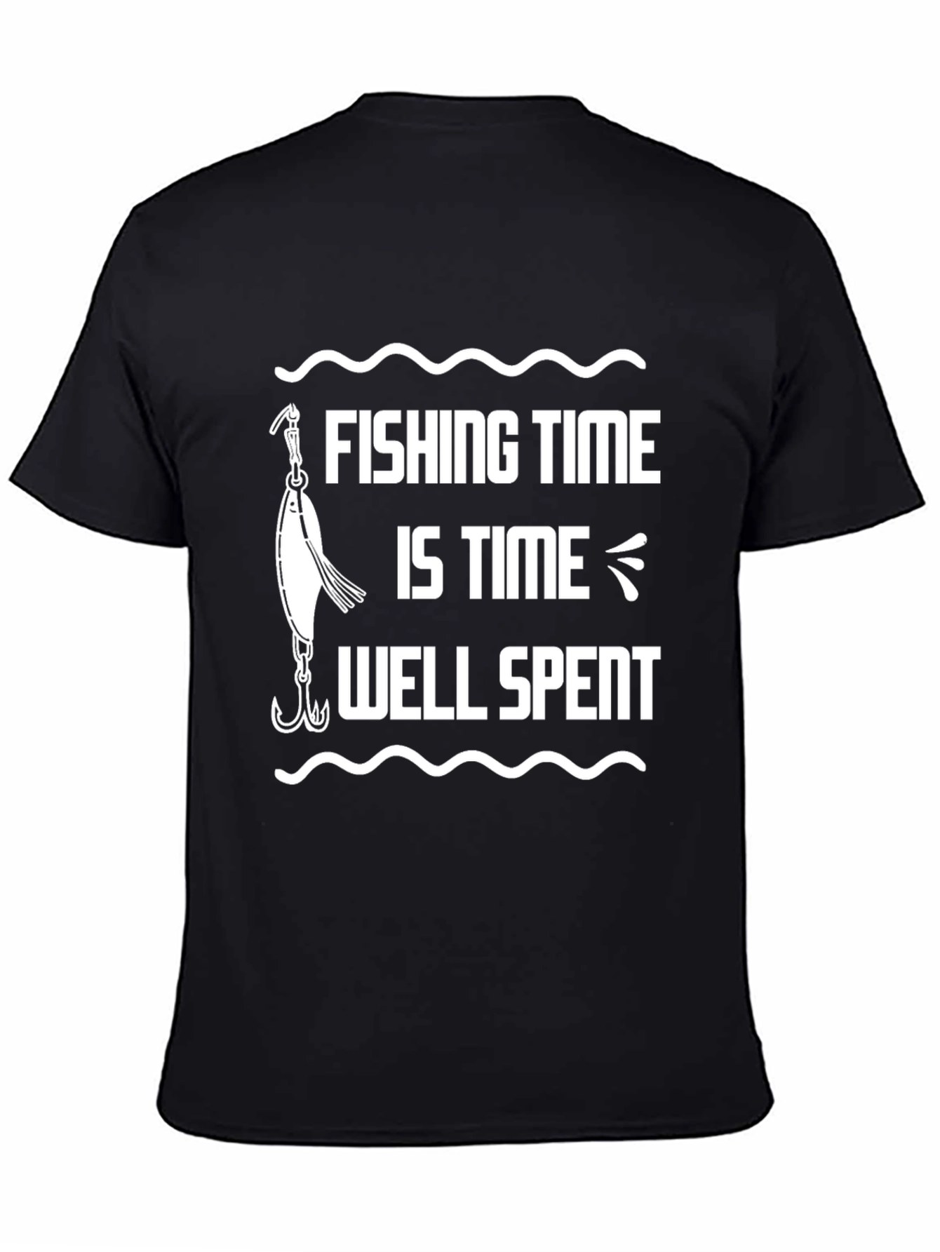 Fishing Time Well Spent Black T-Shirt