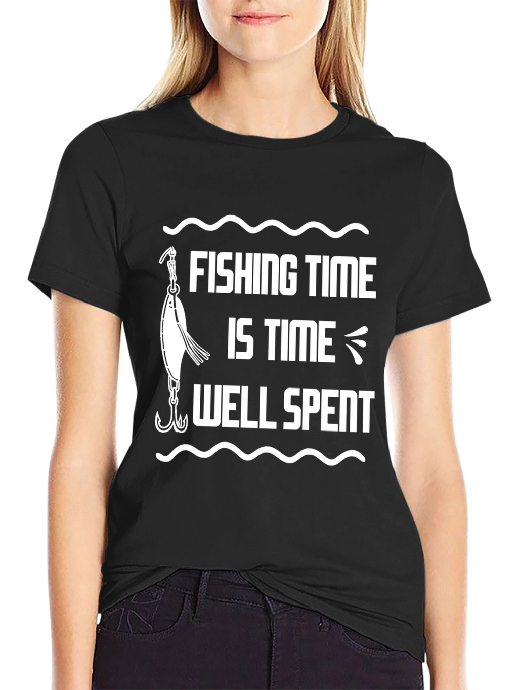 Fishing Time Well Spent Black T-Shirt