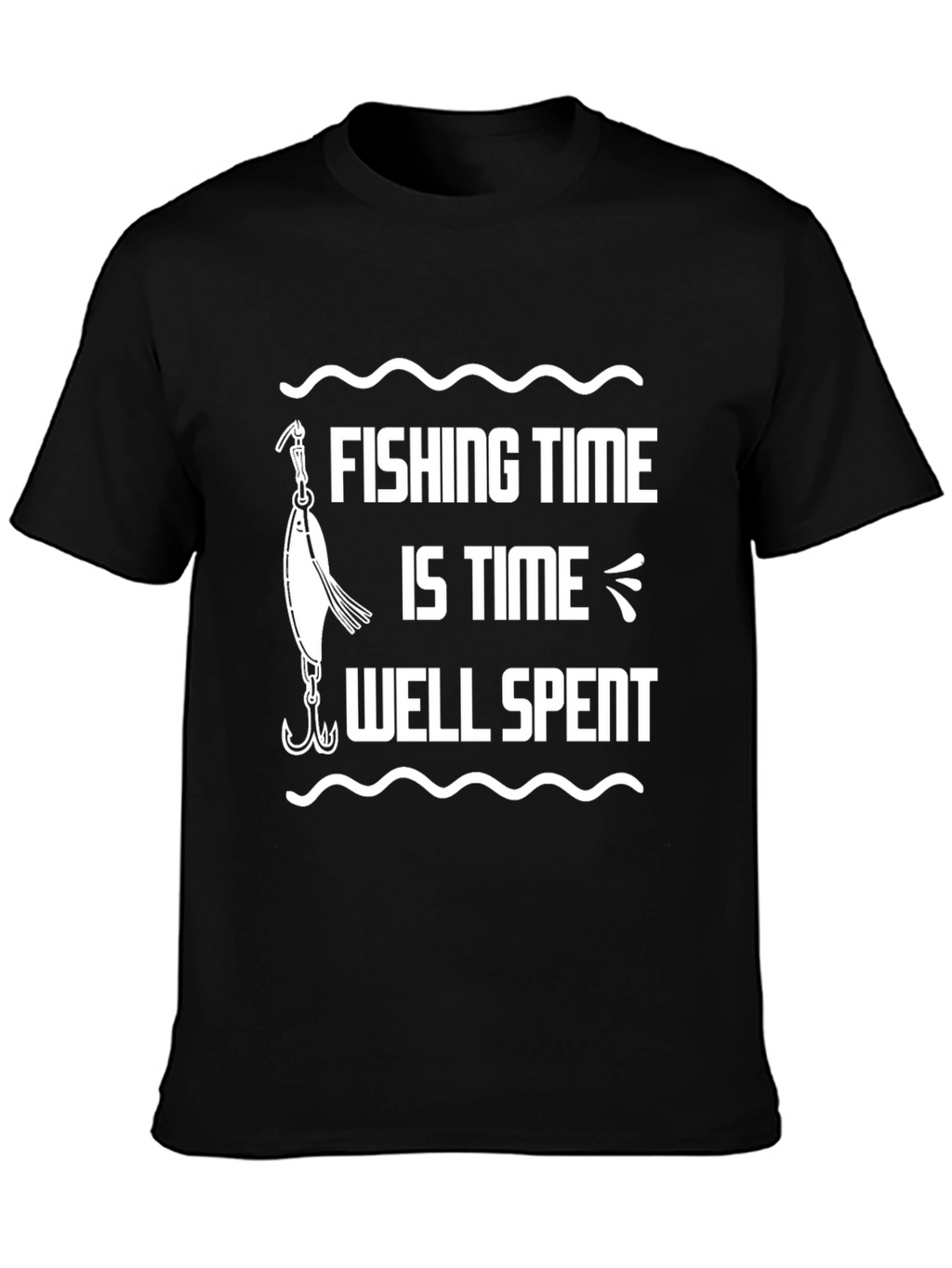 Fishing Time Well Spent Black T-Shirt