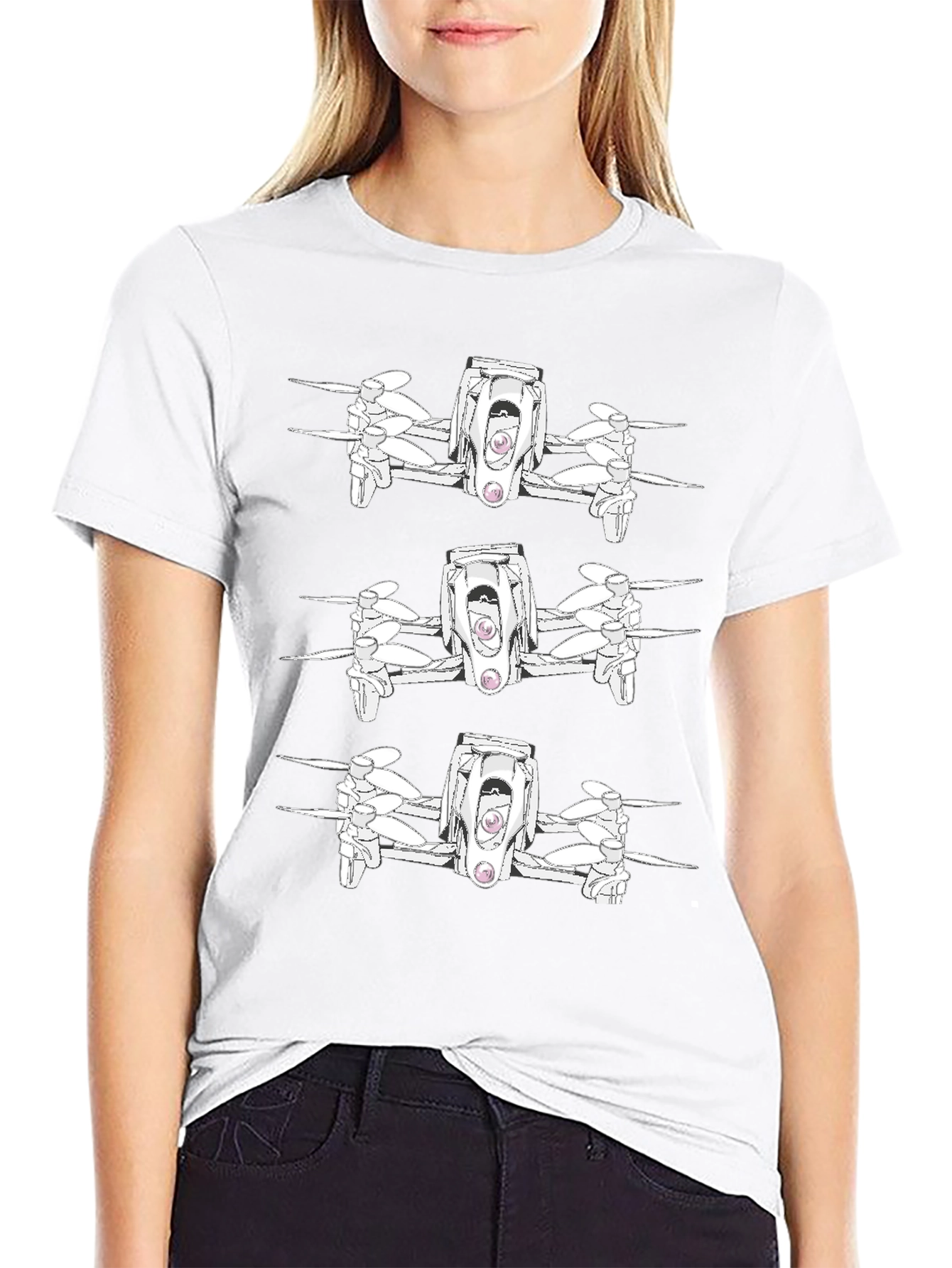 Drone Pattern Black T-Shirt