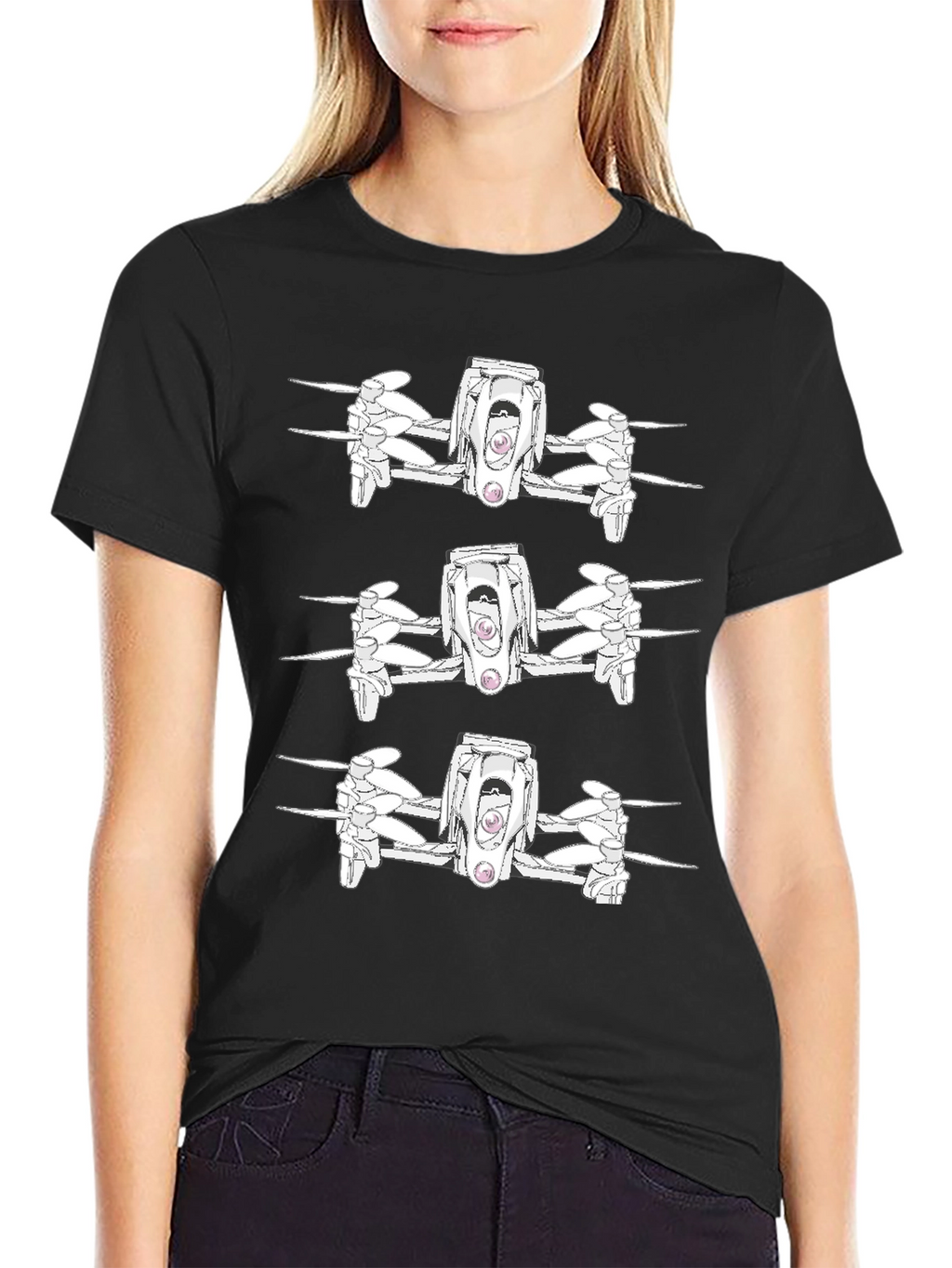 Drone Pattern Black T-Shirt