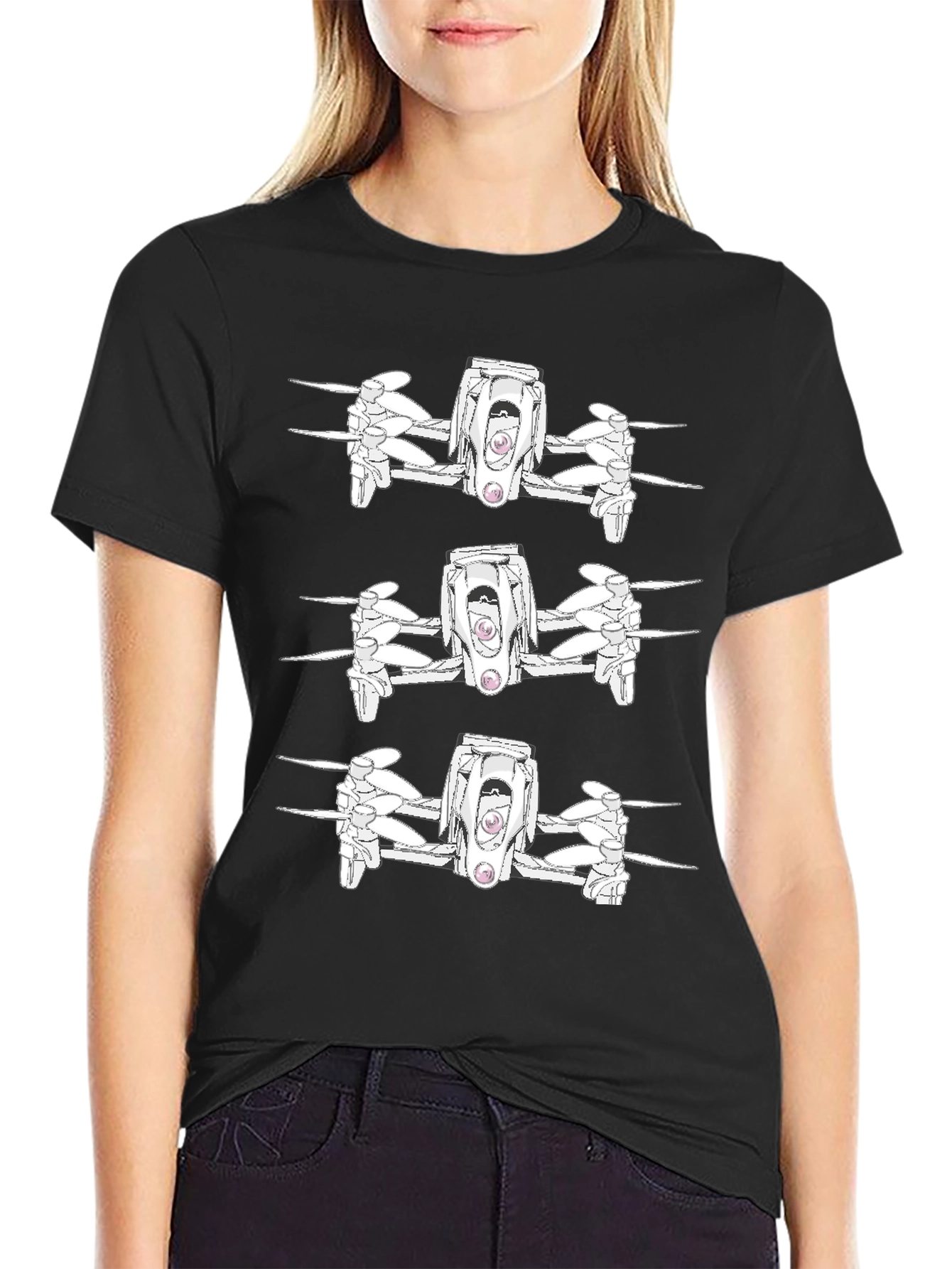 Drone Pattern Black T-Shirt