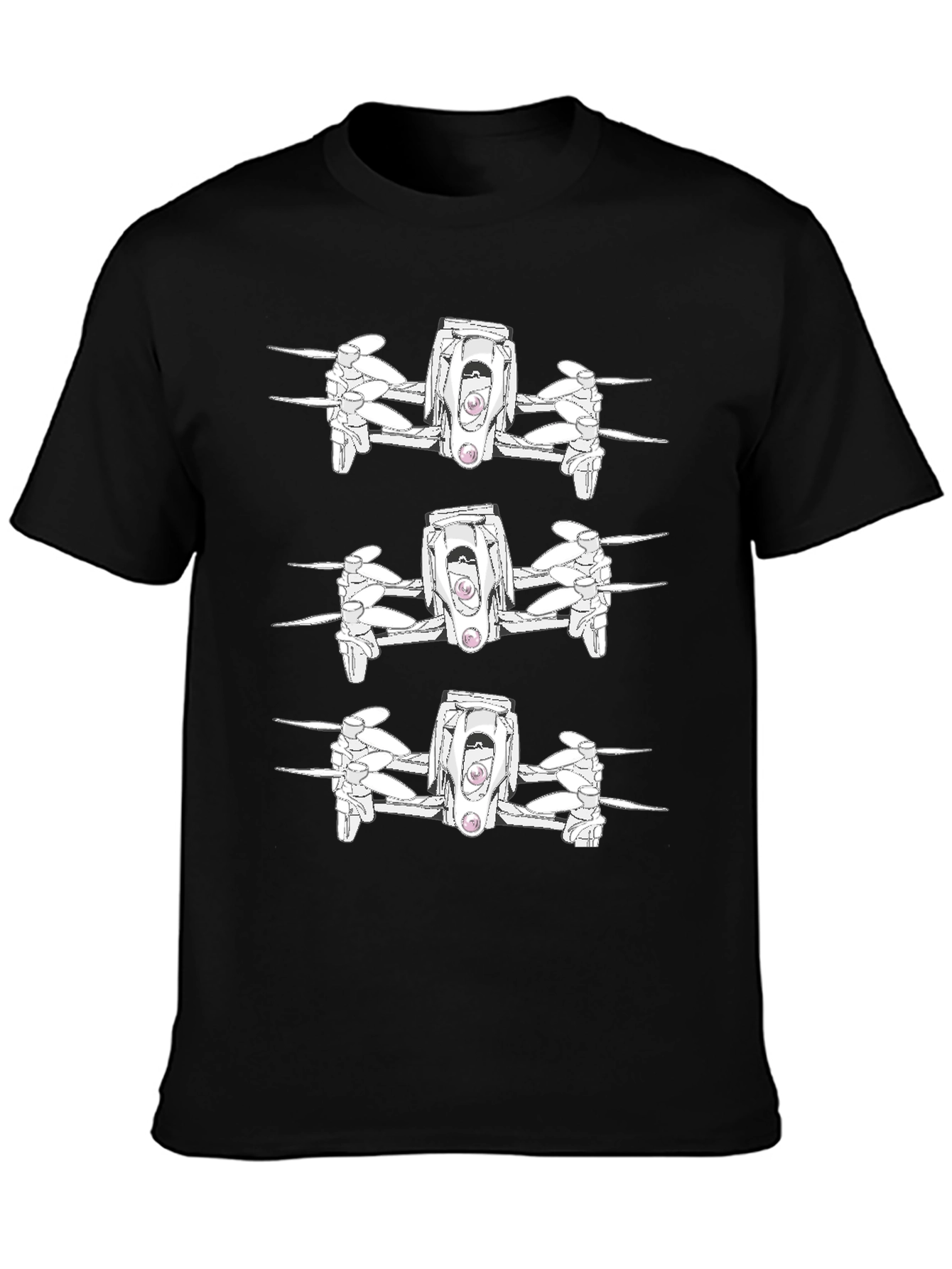 Drone Pattern Black T-Shirt