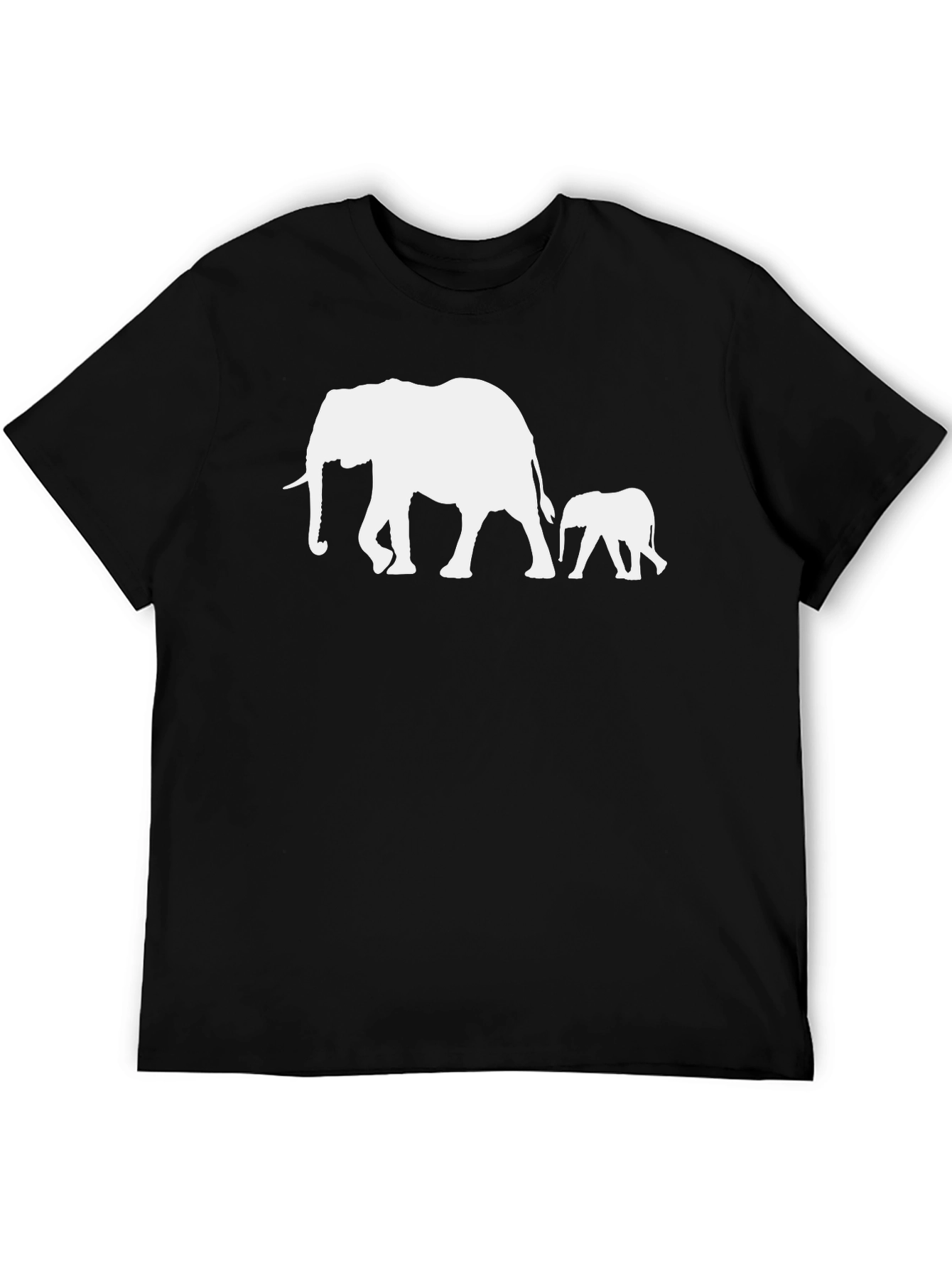 Elephant Family T-Shirt - Stylish Black Cotton Tee