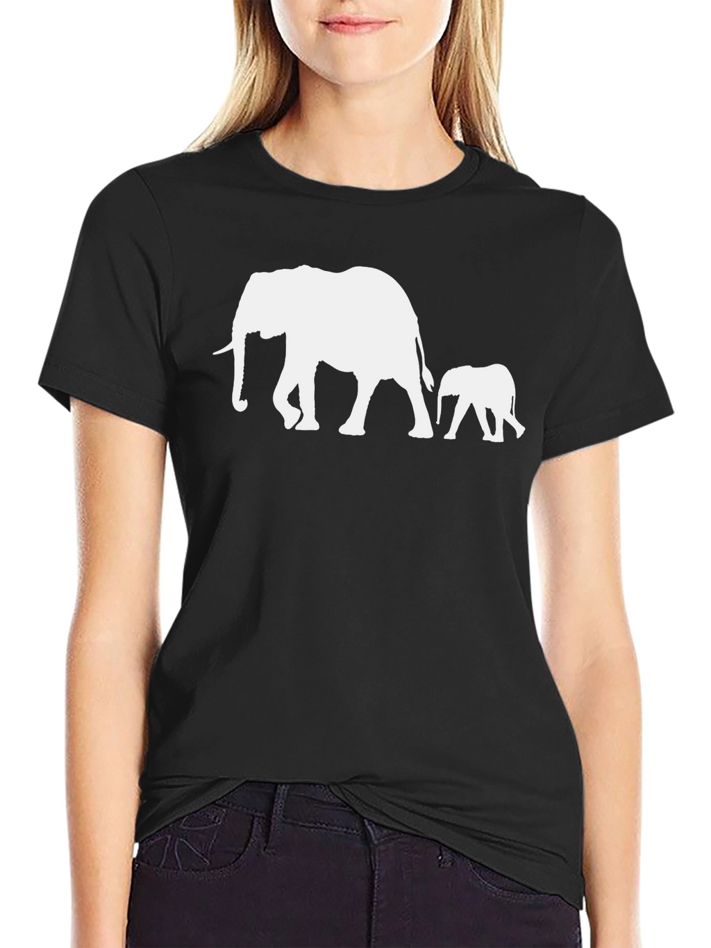Elephant Family T-Shirt - Stylish Black Cotton Tee