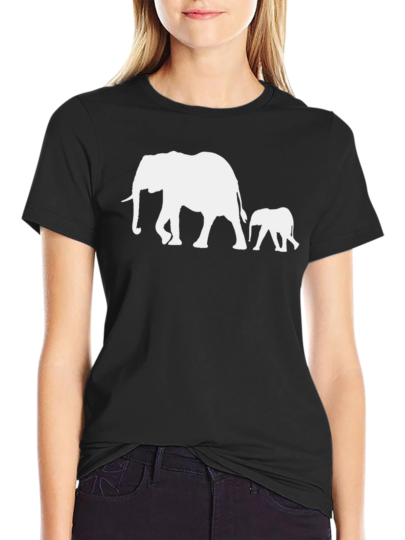 Elephant Family T-Shirt - Stylish Black Cotton Tee