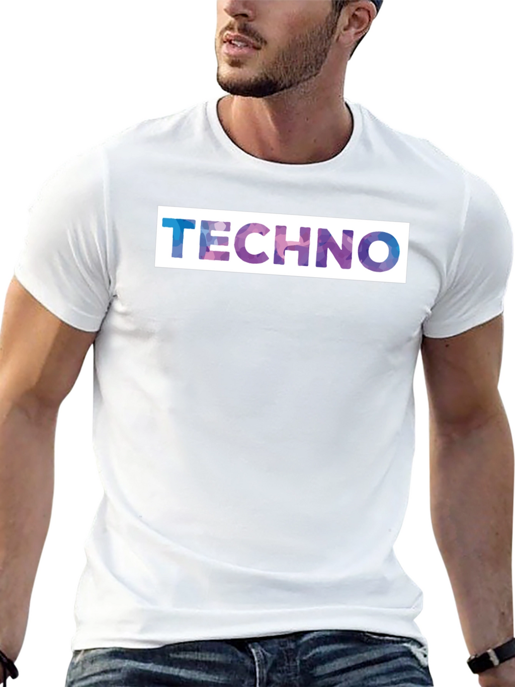 Techno Graphic Print Black T-Shirt