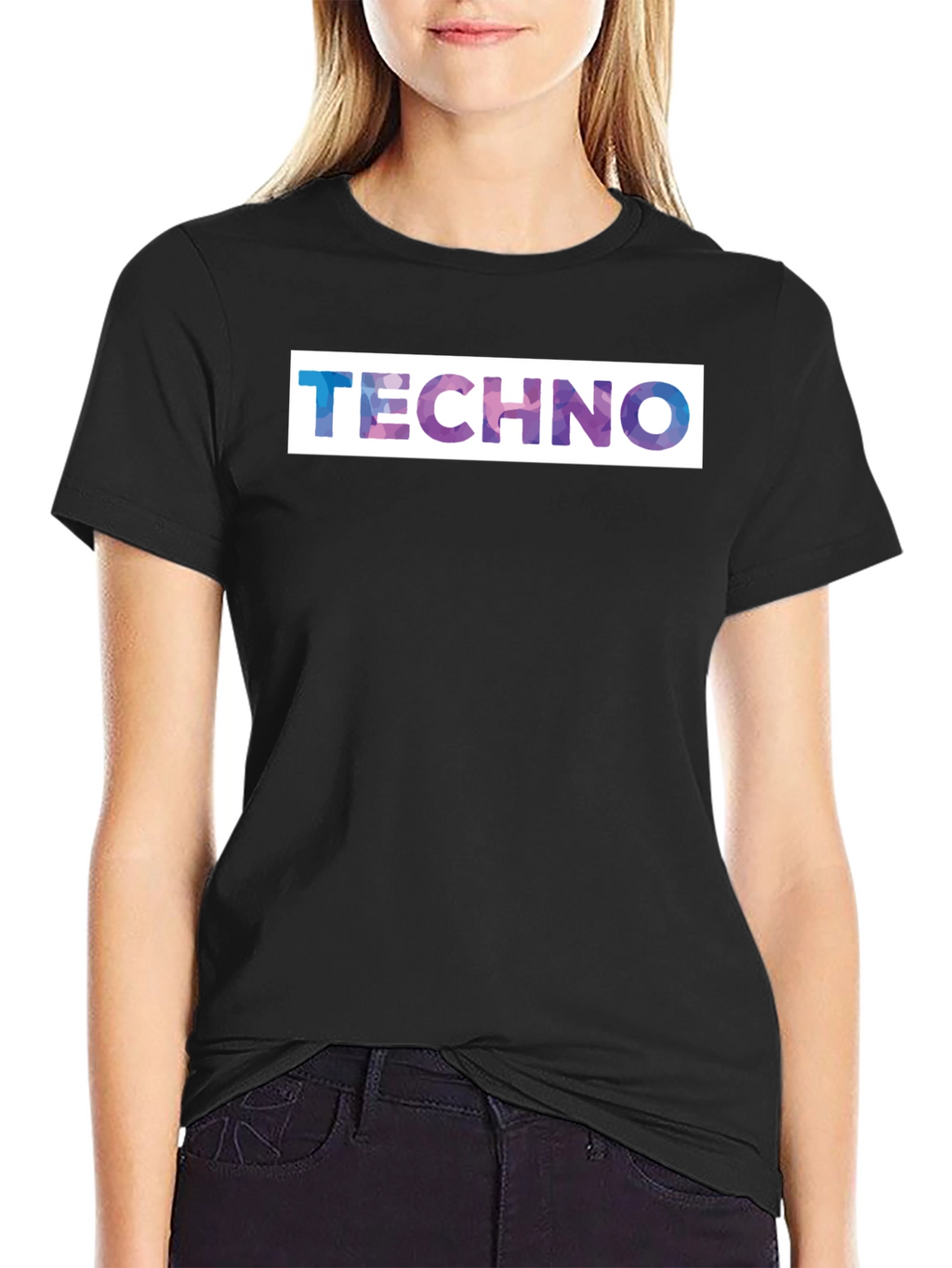 Techno Graphic Print Black T-Shirt