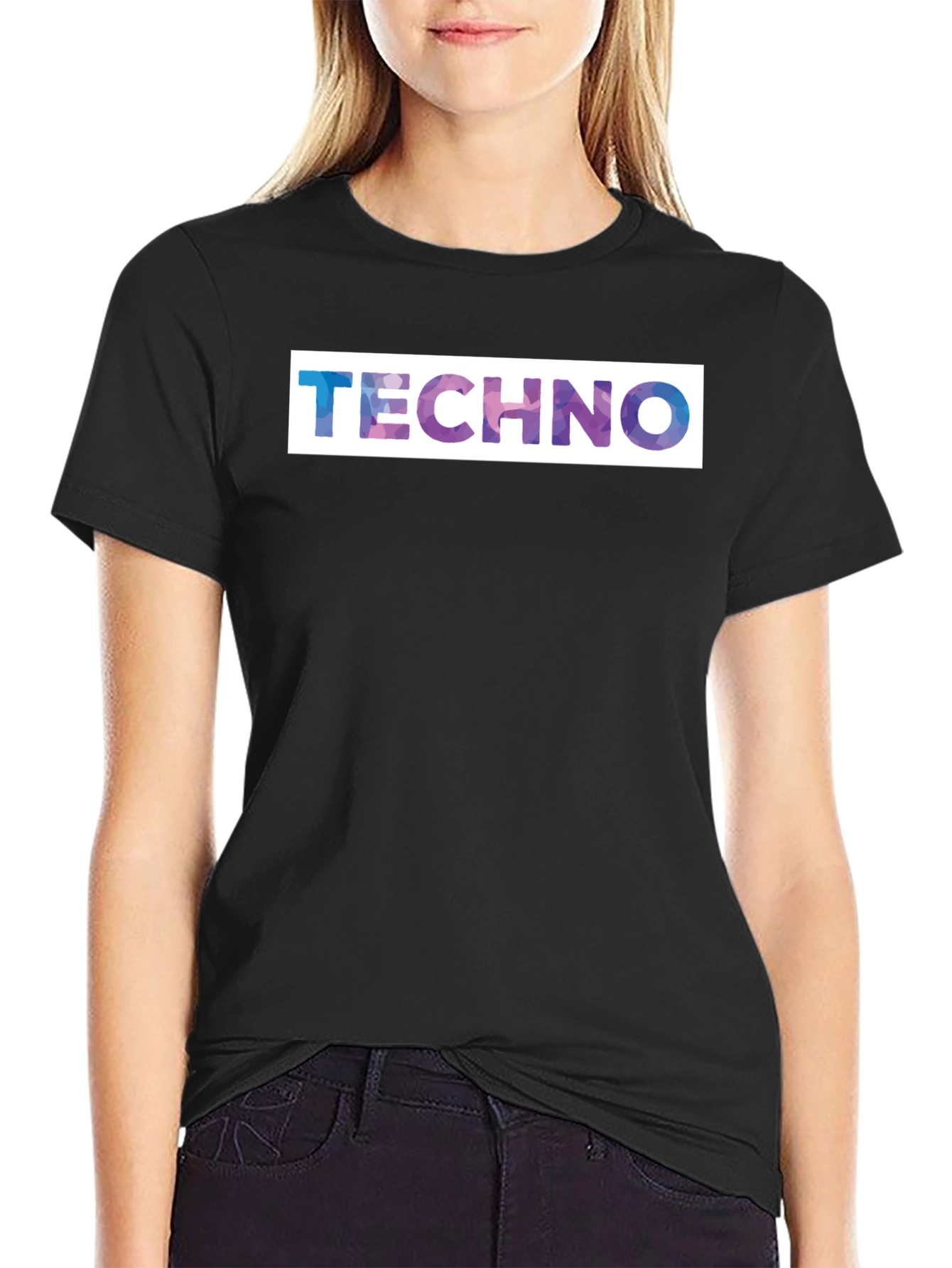 Techno Graphic Print Black T-Shirt