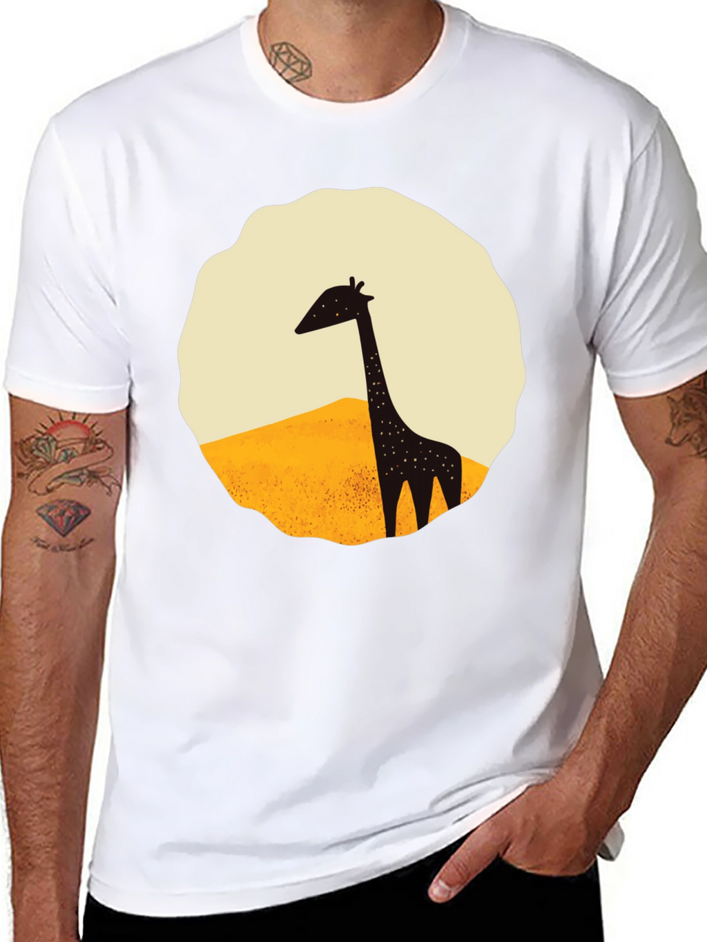 Giraffe Graphic Tee - Black Cotton T-Shirt