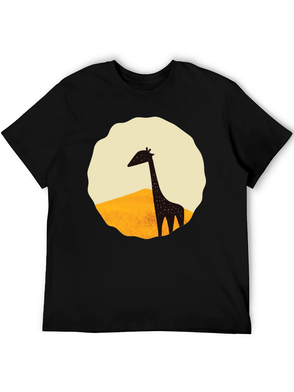 Giraffe Graphic Tee - Black Cotton T-Shirt