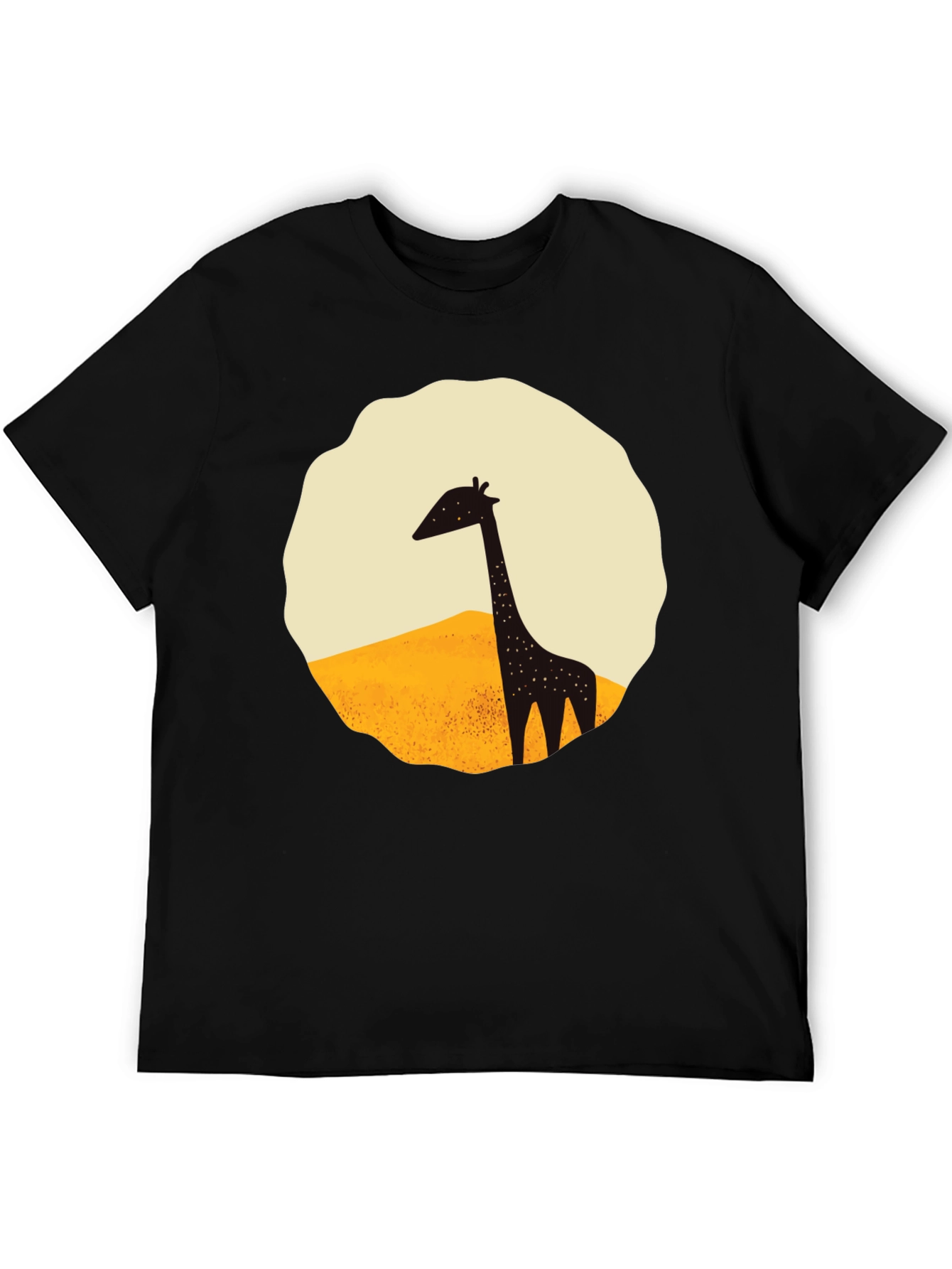 Giraffe Graphic Tee - Black Cotton T-Shirt