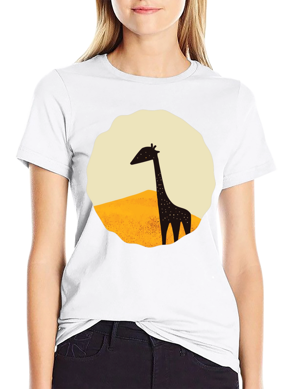 Giraffe Graphic Tee - Black Cotton T-Shirt