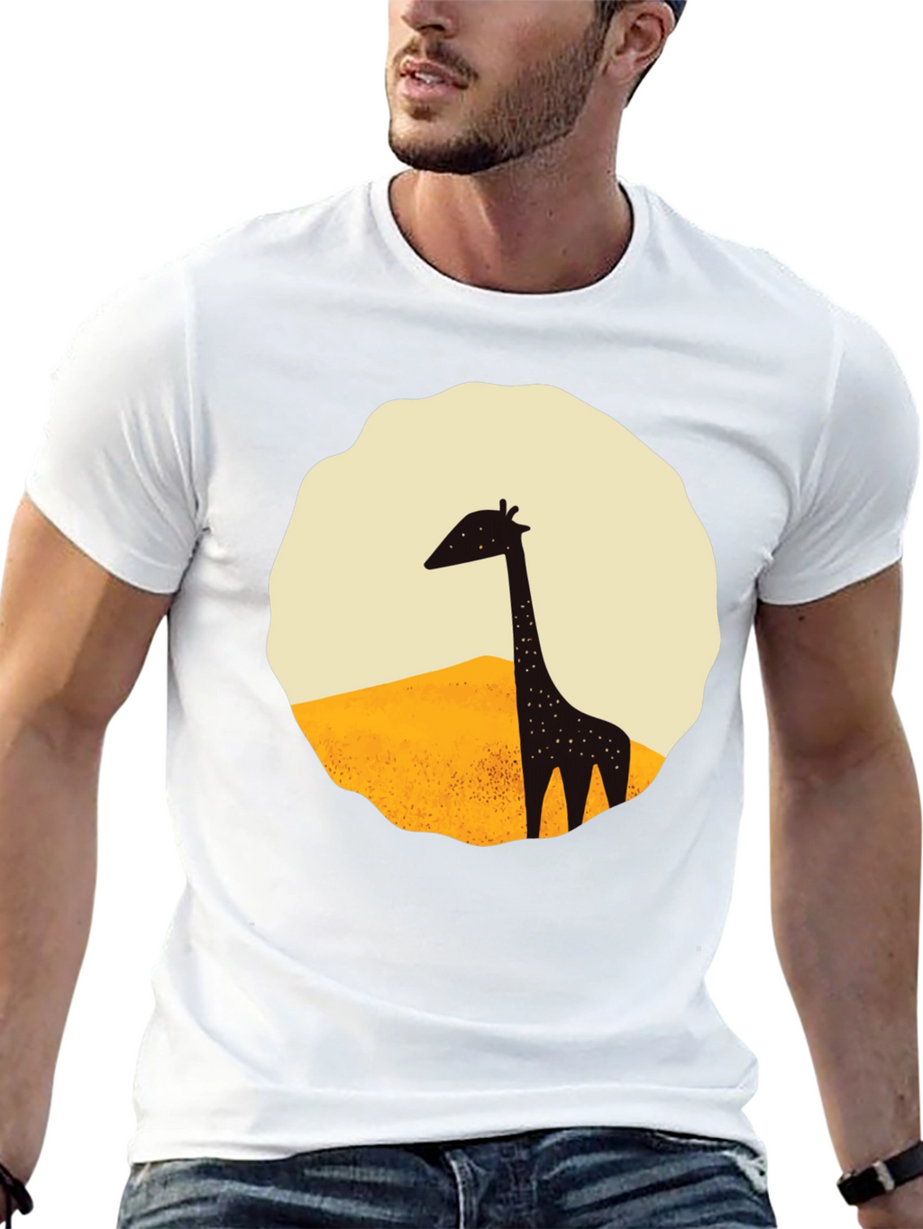 Giraffe Graphic Tee - Black Cotton T-Shirt