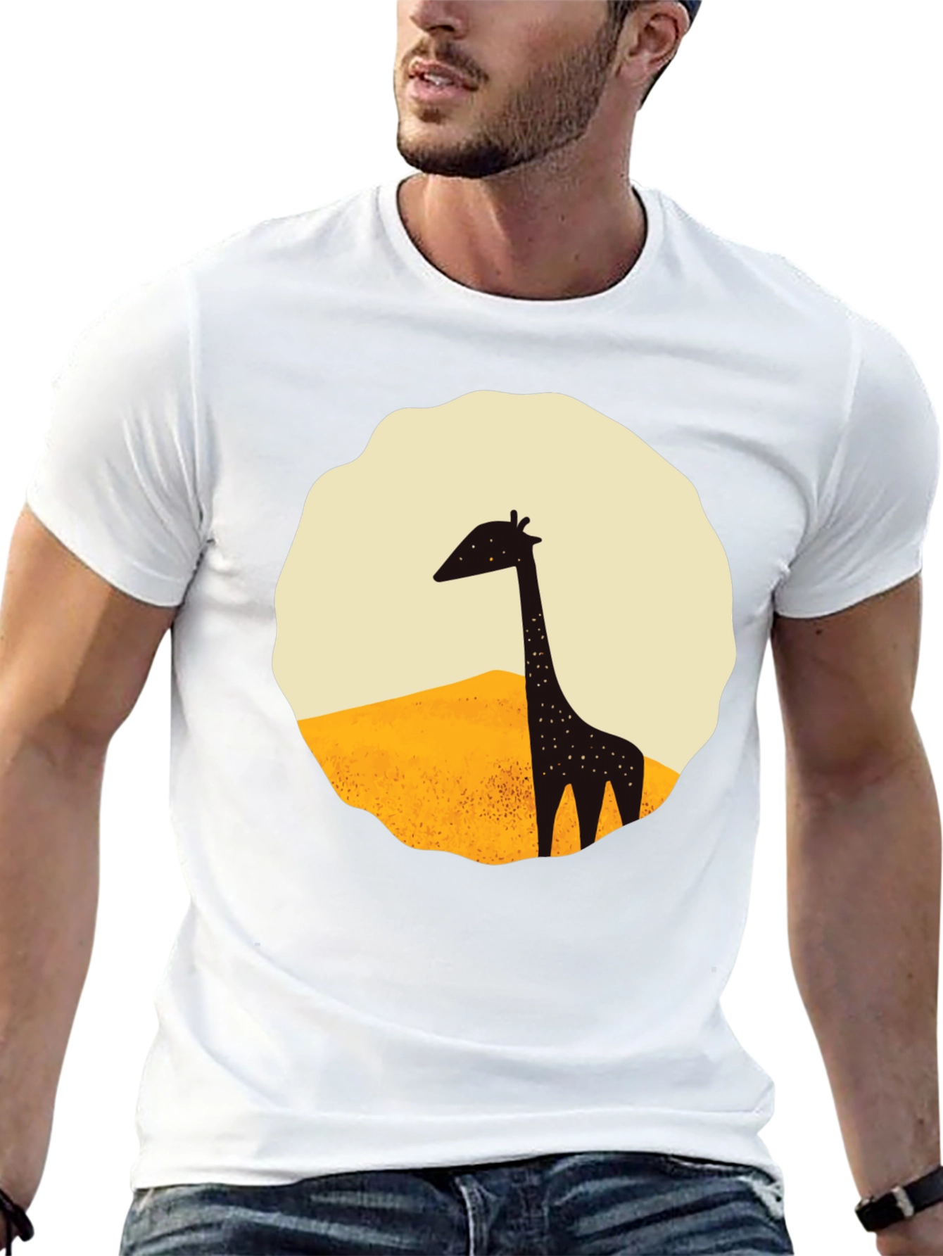 Giraffe Graphic Tee - Black Cotton T-Shirt