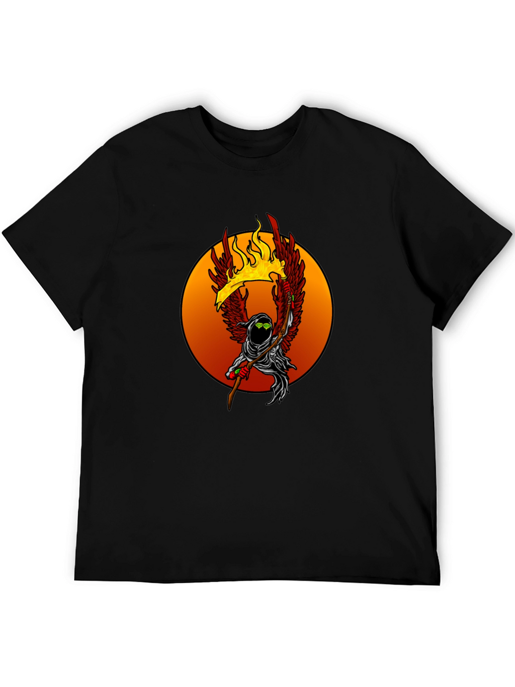 Fiery Grim Reaper Graphic Tee - Unique Design