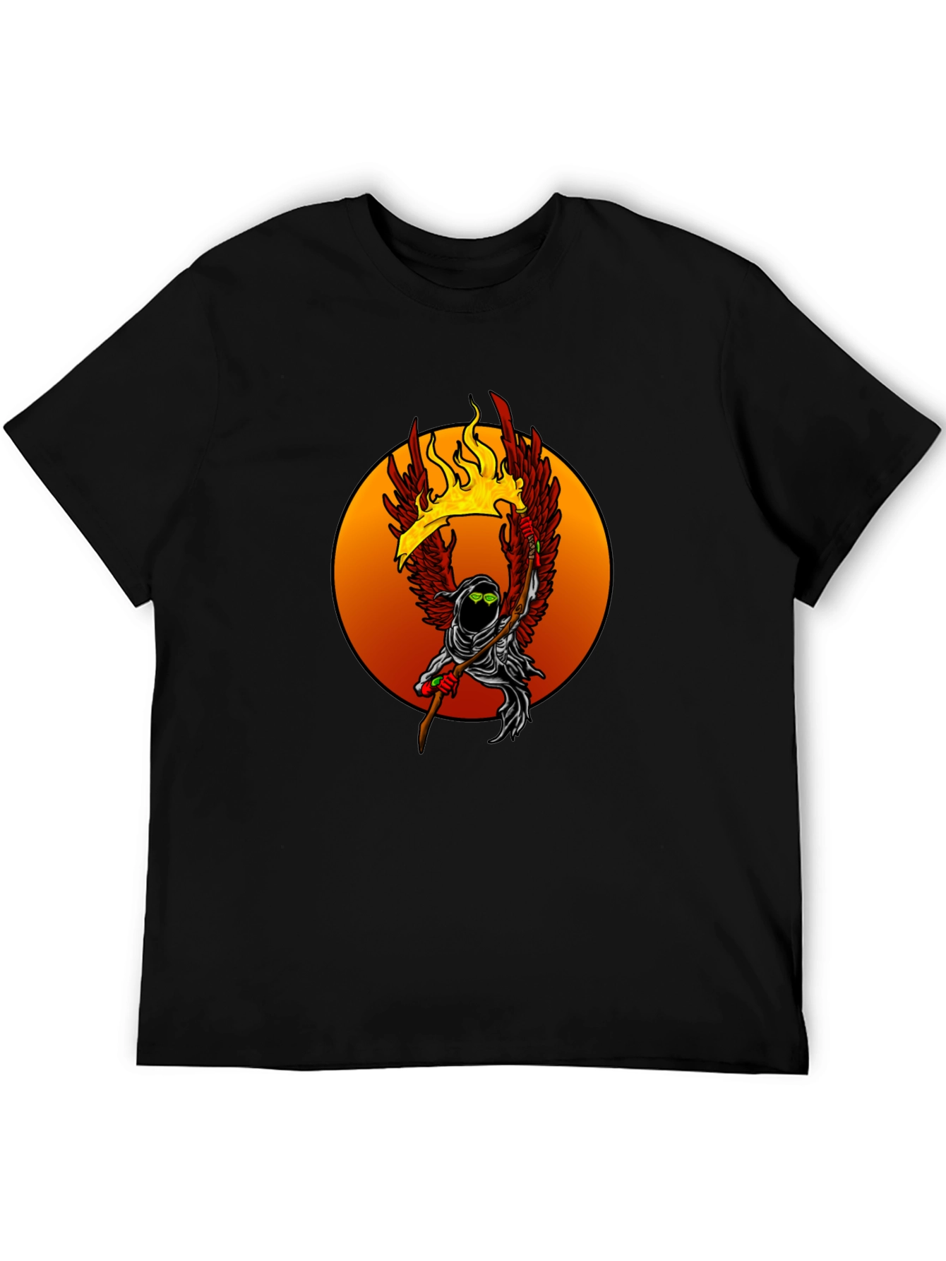 Fiery Grim Reaper Graphic Tee - Unique Design