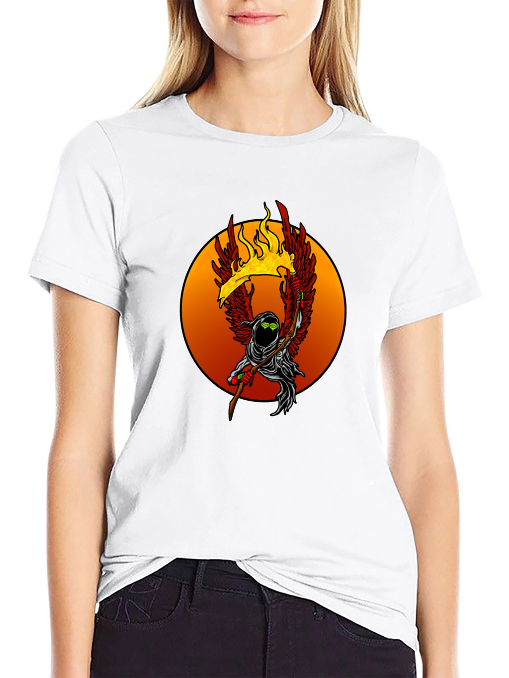 Fiery Grim Reaper Graphic Tee - Unique Design