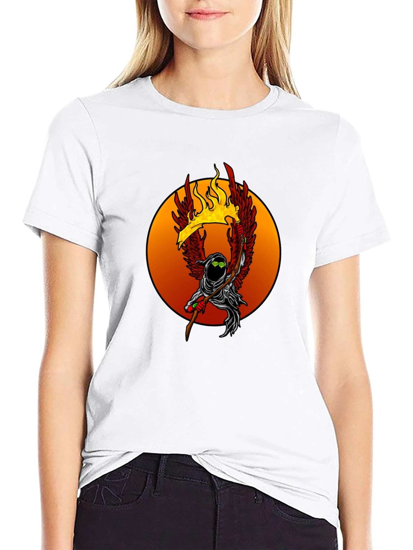 Fiery Grim Reaper Graphic Tee - Unique Design