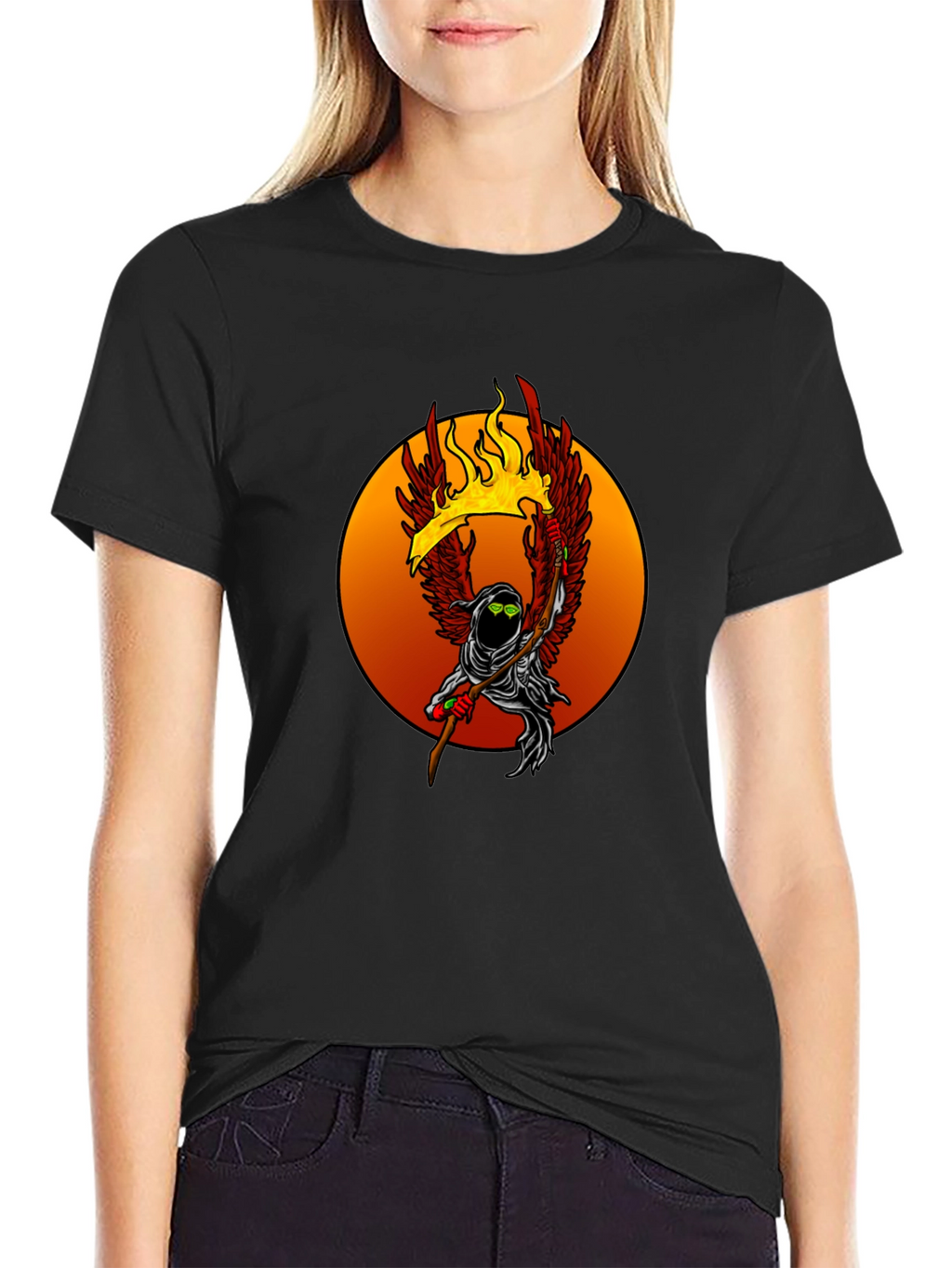 Fiery Grim Reaper Graphic Tee - Unique Design