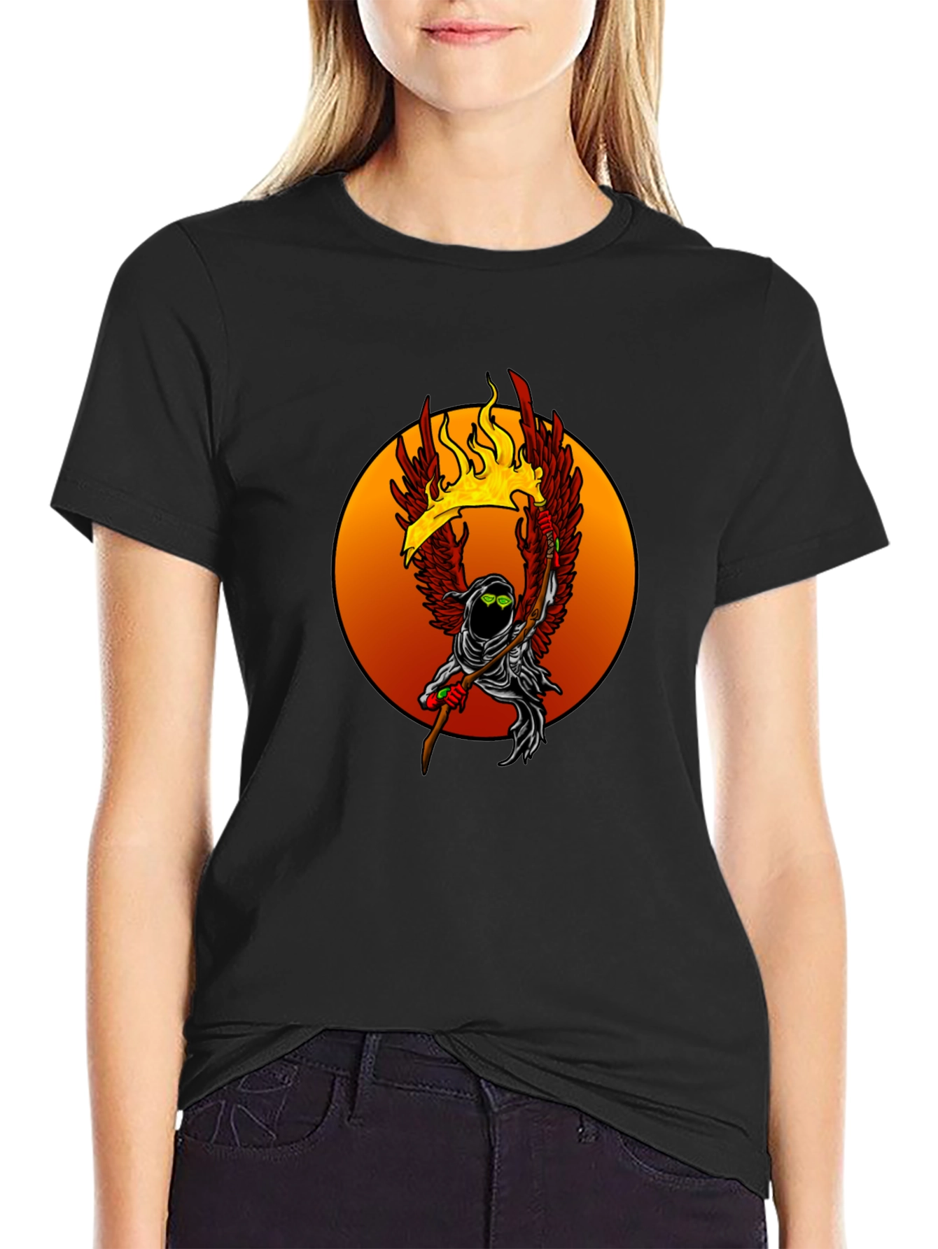 Fiery Grim Reaper Graphic Tee - Unique Design