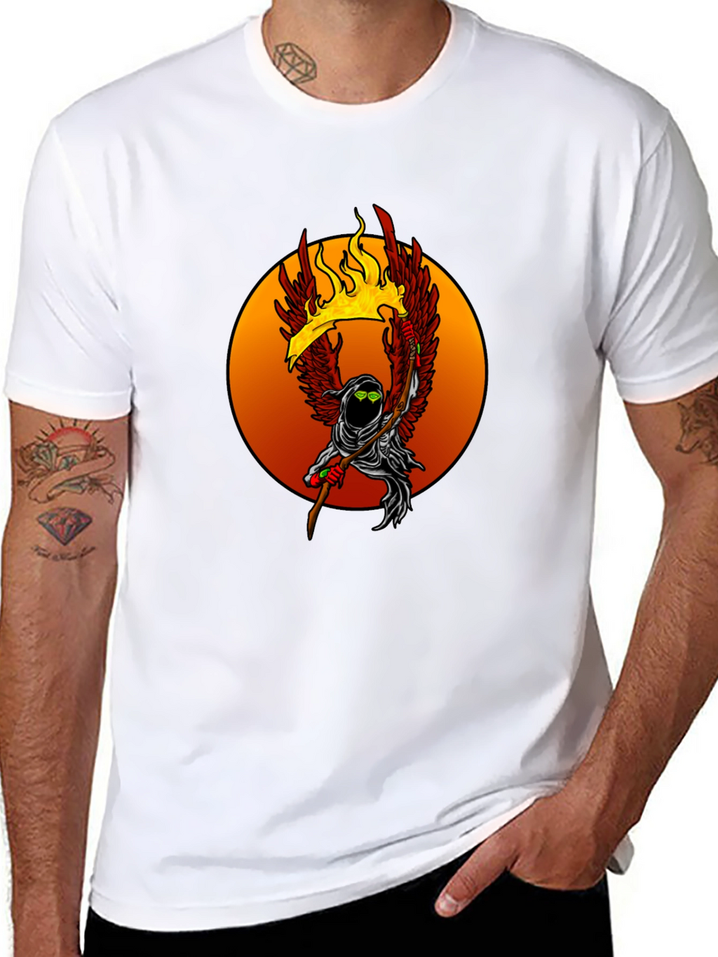 Fiery Grim Reaper Graphic Tee - Unique Design