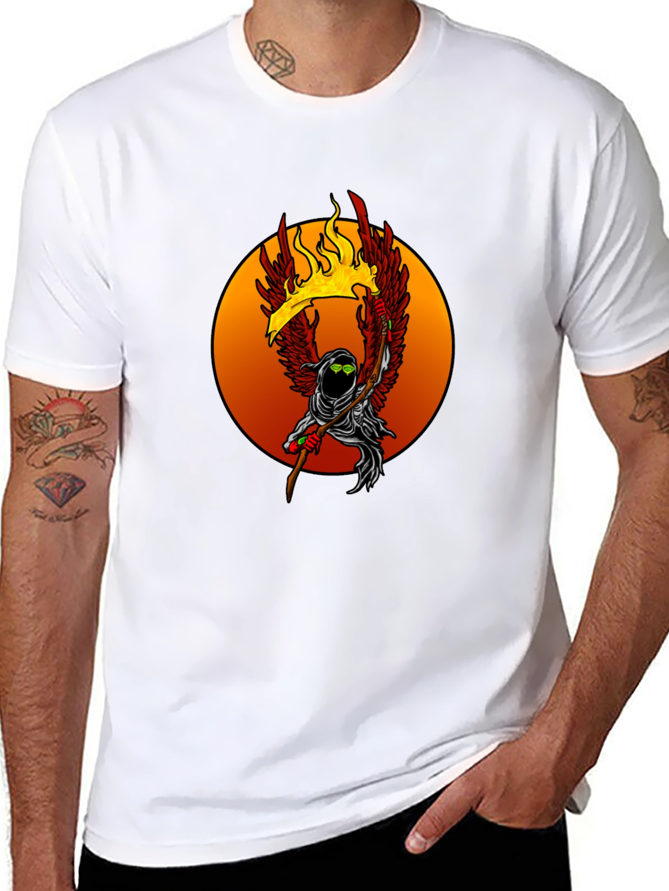 Fiery Grim Reaper Graphic Tee - Unique Design