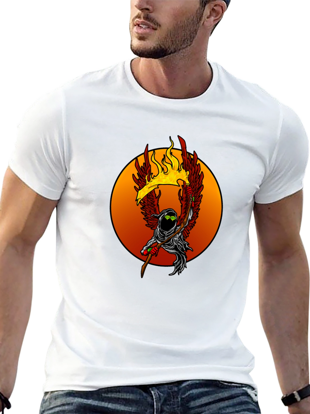 Fiery Grim Reaper Graphic Tee - Unique Design