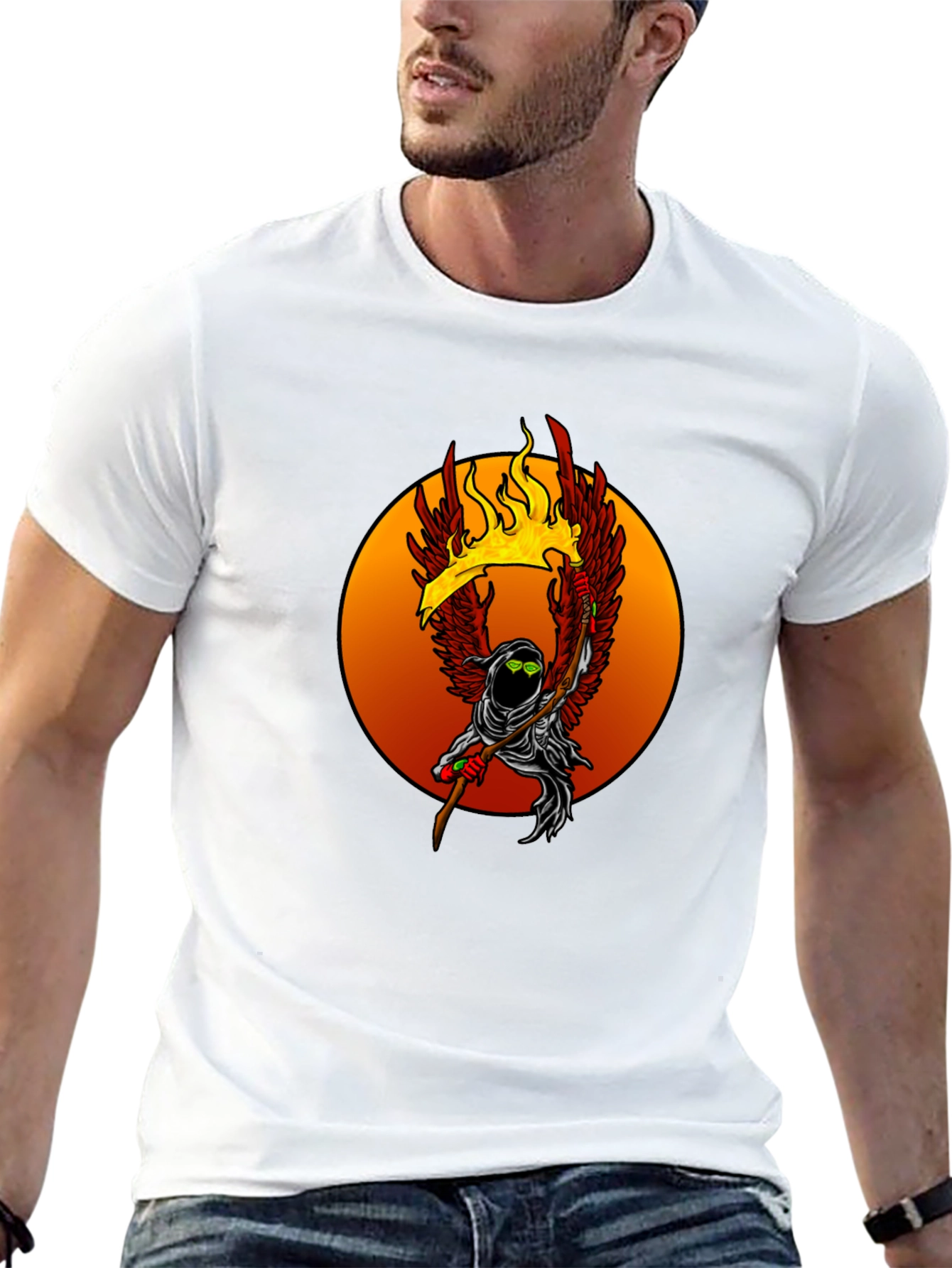 Fiery Grim Reaper Graphic Tee - Unique Design