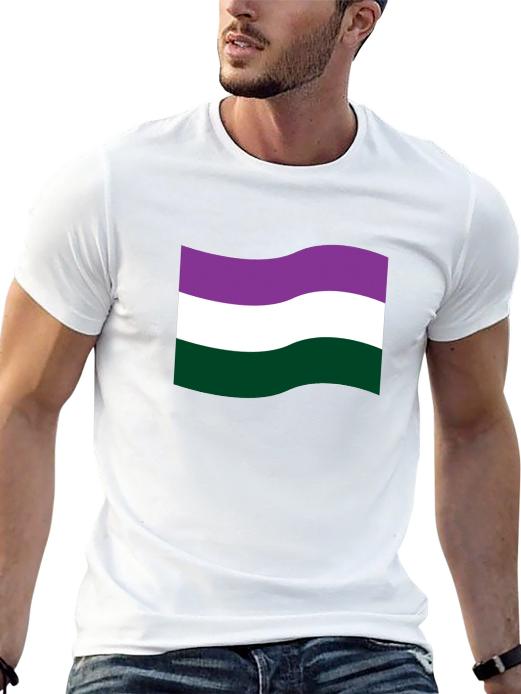 Genderqueer Pride Flag T-Shirt - Black Cotton Tee