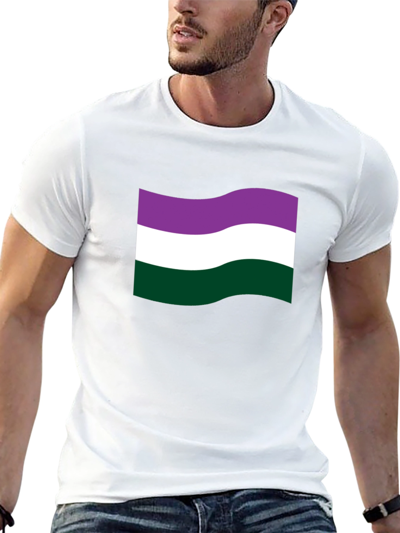 Genderqueer Pride Flag T-Shirt - Black Cotton Tee
