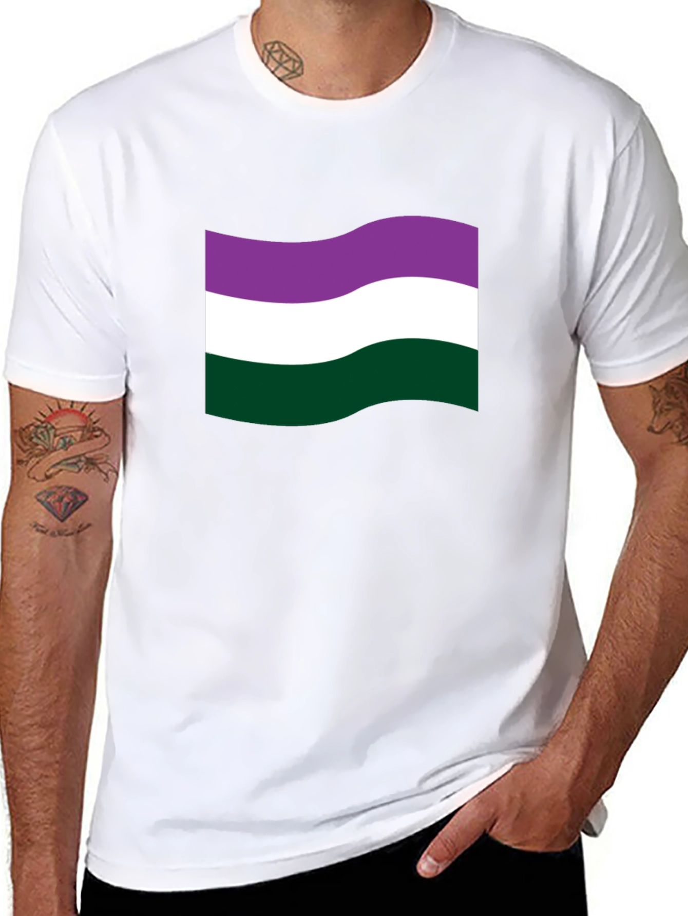 Genderqueer Pride Flag T-Shirt - Black Cotton Tee