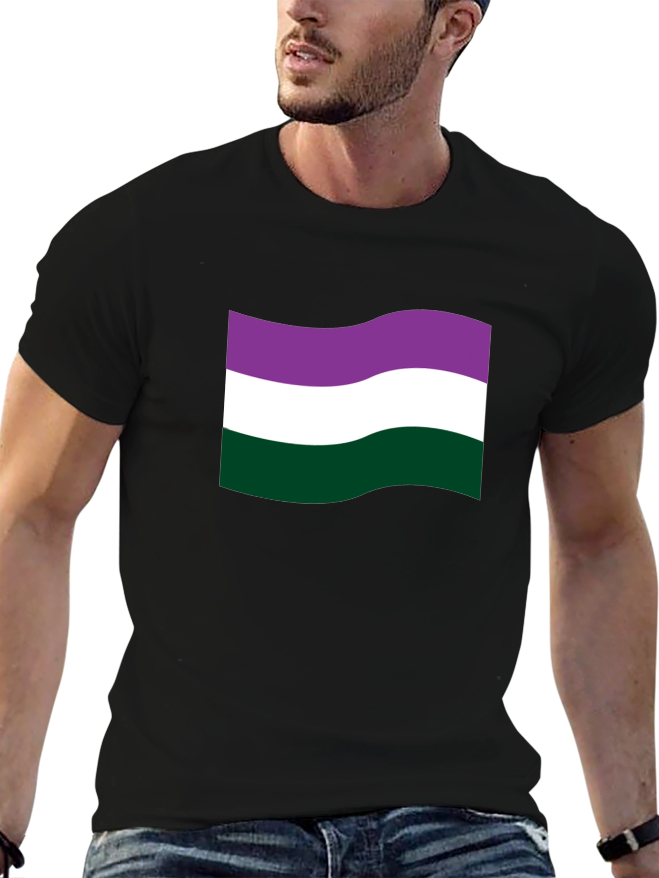Genderqueer Pride Flag T-Shirt - Black Cotton Tee