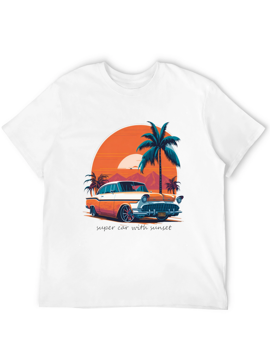 Retro Car & Palm Tree Graphic Tee