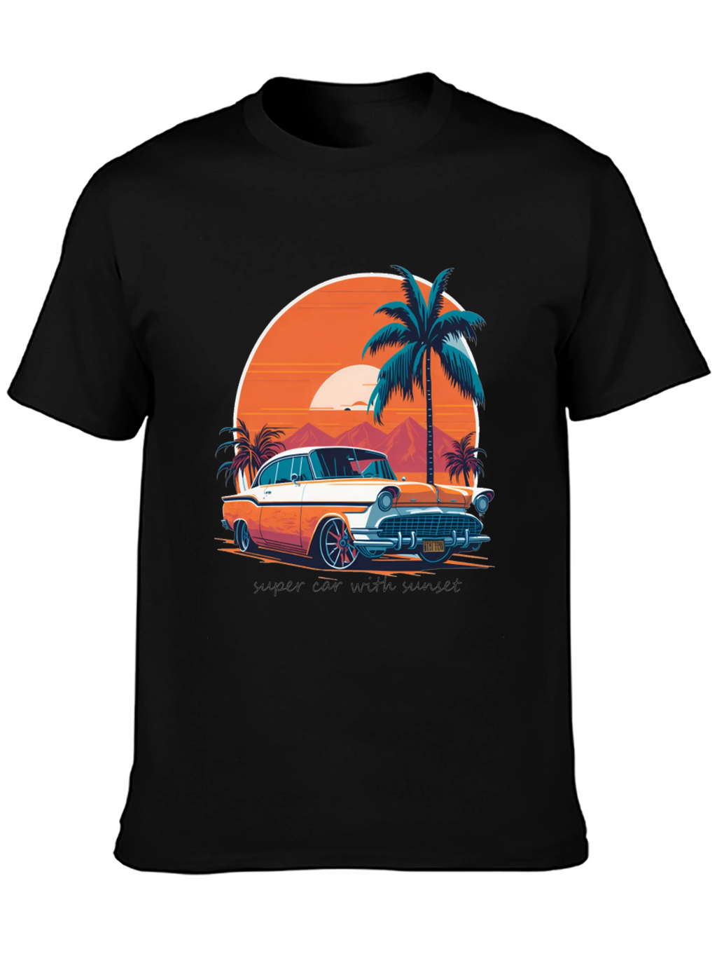 Retro Car & Palm Tree Graphic Tee