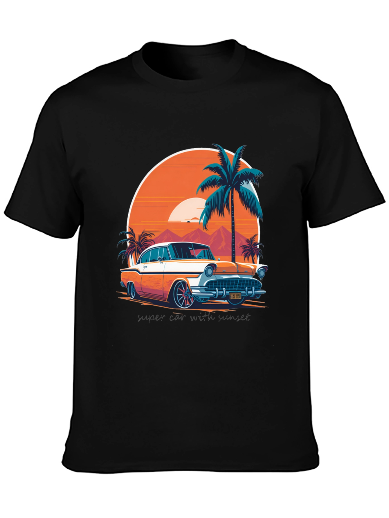 Retro Car & Palm Tree Graphic Tee