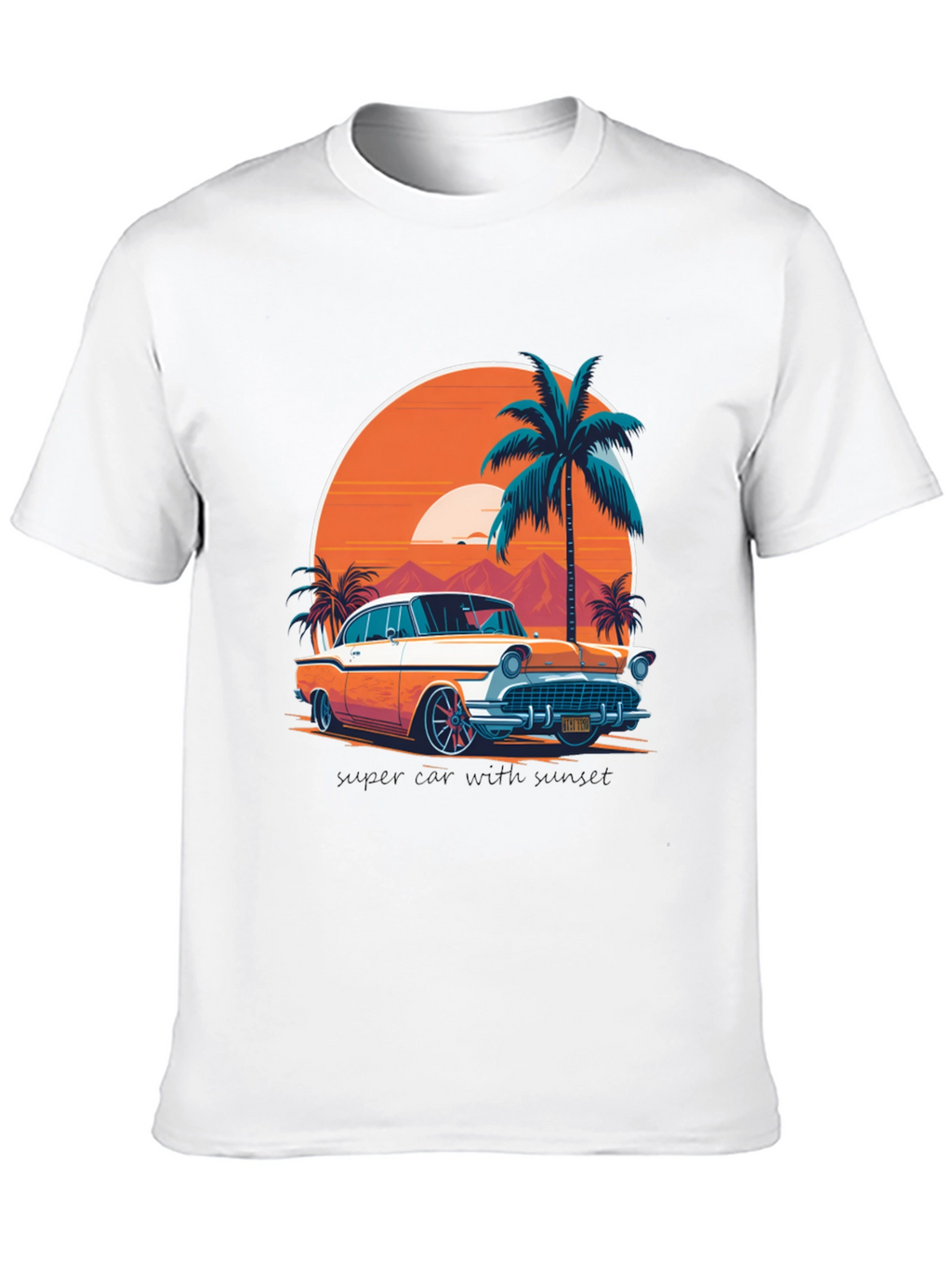 Retro Car & Palm Tree Graphic Tee