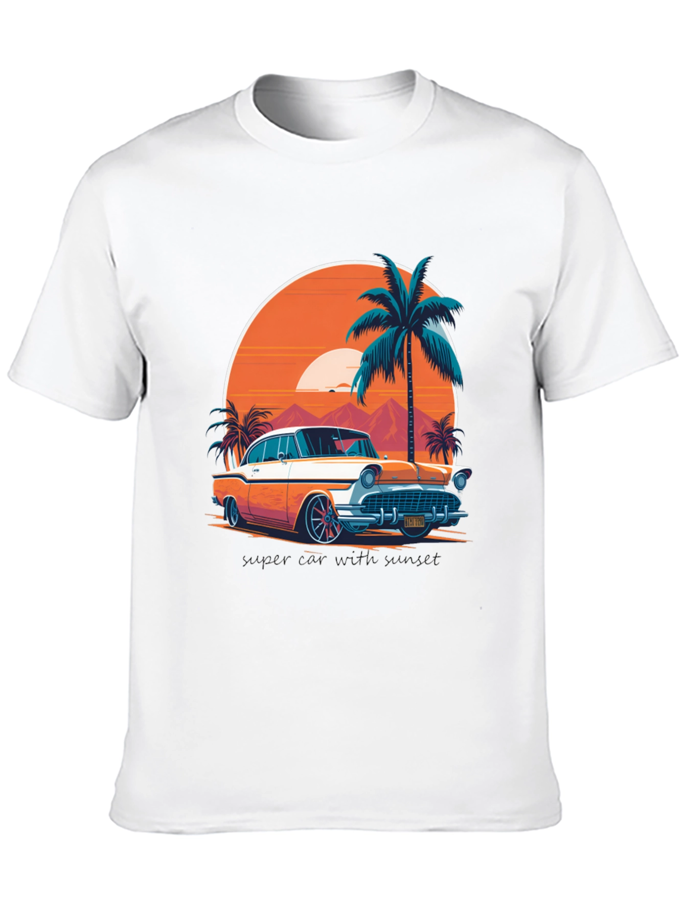 Retro Car & Palm Tree Graphic Tee